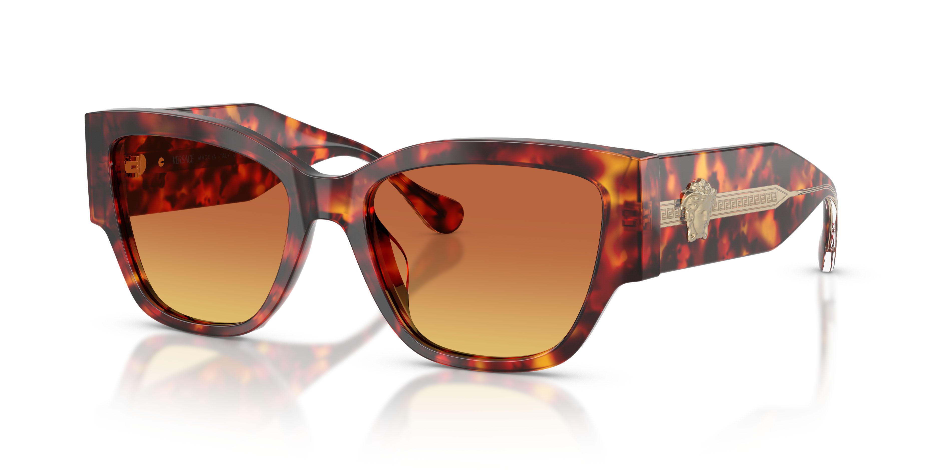 Occhiali da sole Versace VE 4509U (5543T5) colore havana rosso forma cat eye lenti giallo sfumato marrone
