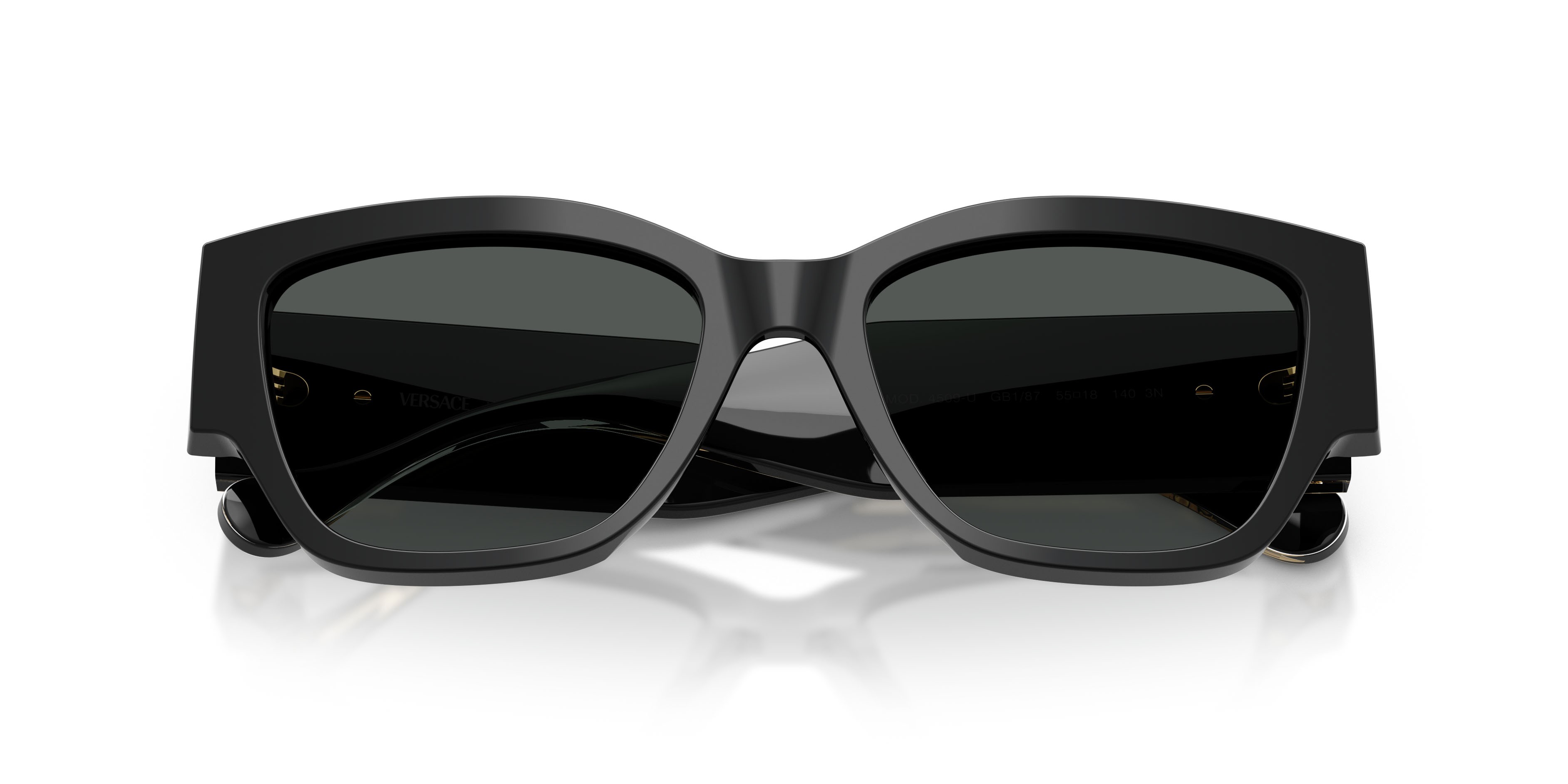 Occhiali da sole Versace VE 4509U (GB1/87) colore nero forma cat eye lenti grigio scuro