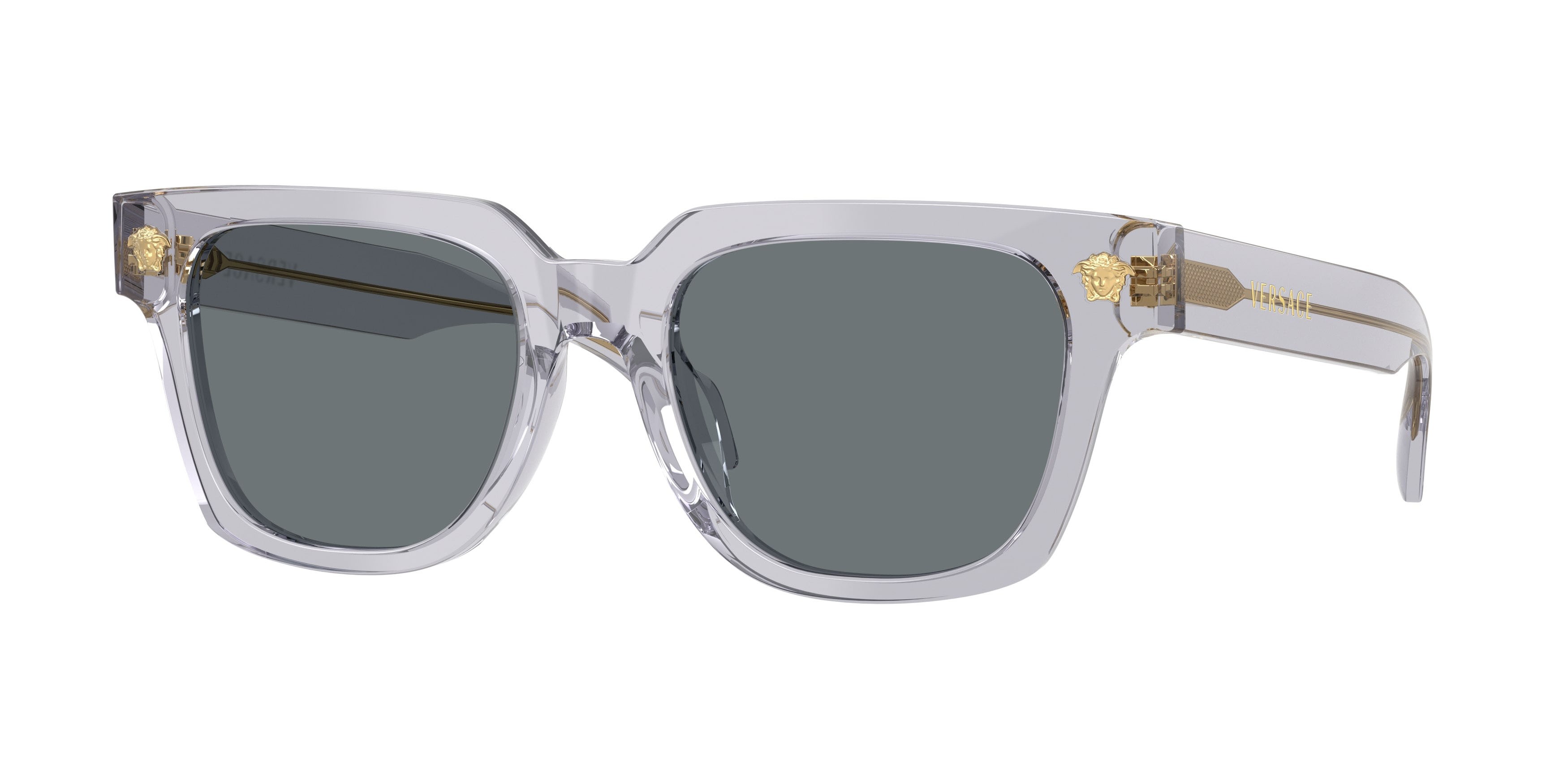 Sunglasses Versace VE 4510U (530580) color grigio trasparente shape square lenses blu scuro