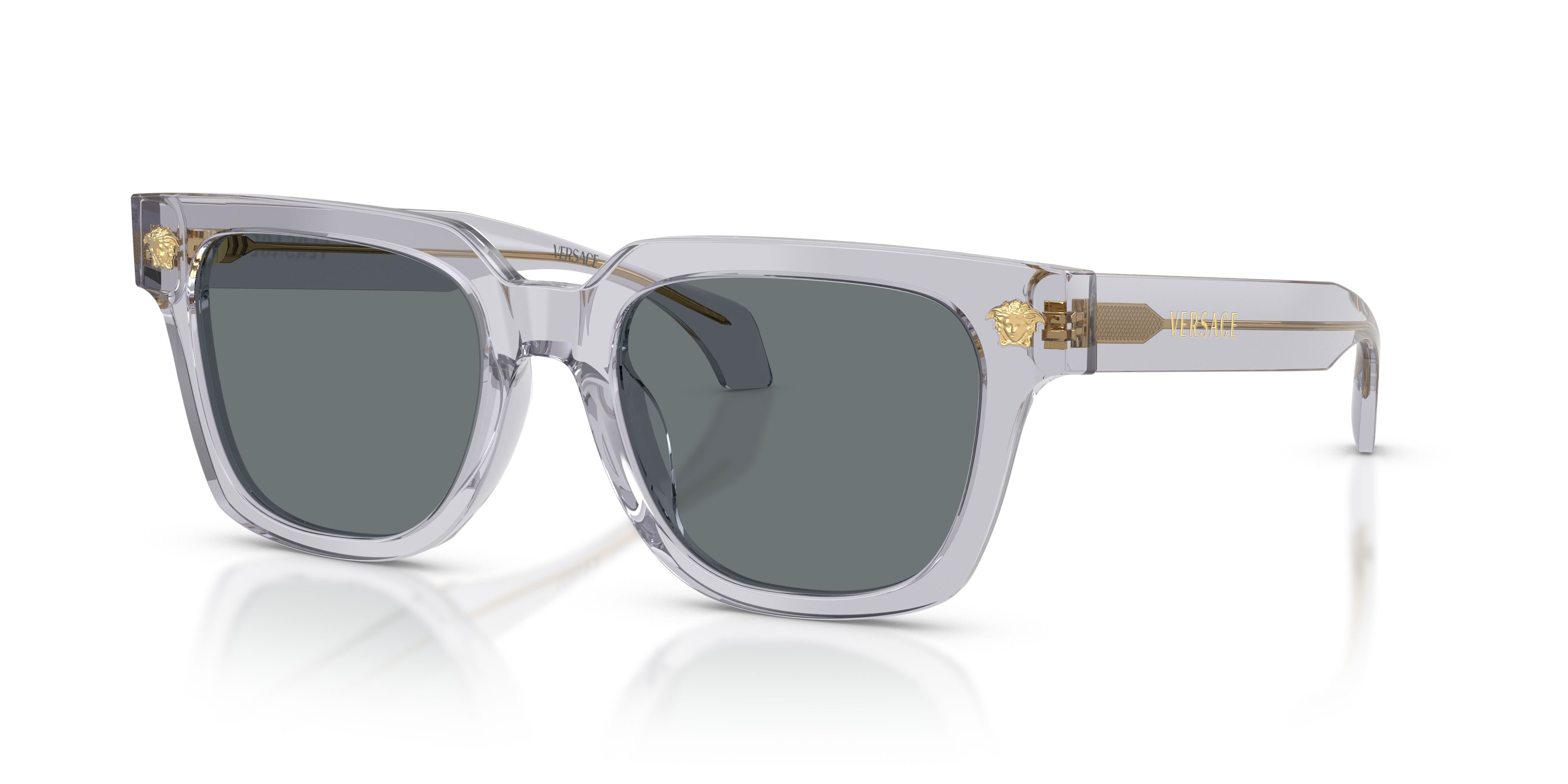 Sunglasses Versace VE 4510U (530580) color grigio trasparente shape square lenses blu scuro