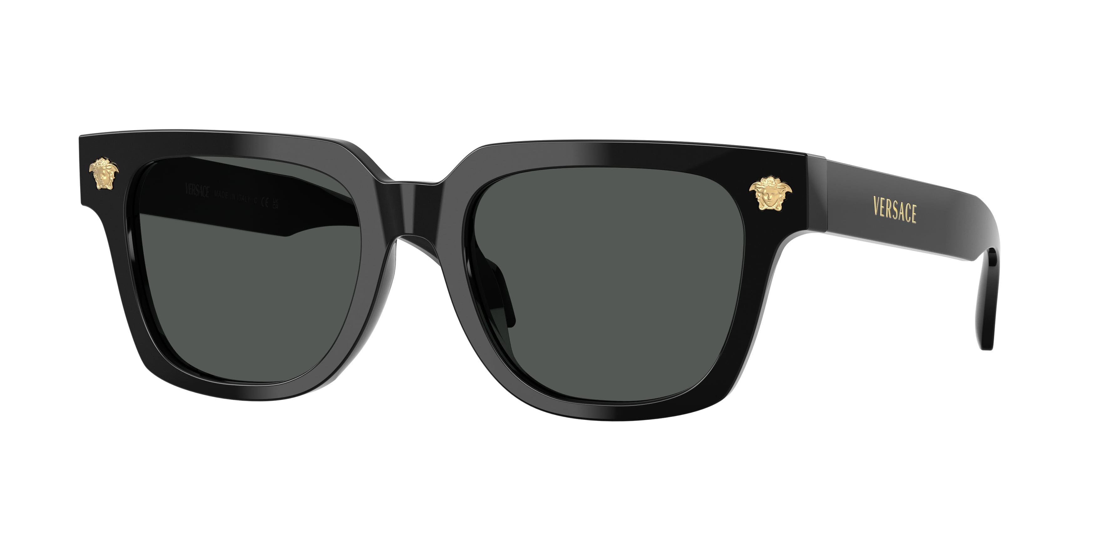 Occhiali da sole Versace VE 4510U (GB1/87) colore nero forma quadrato lenti grigio scuro
