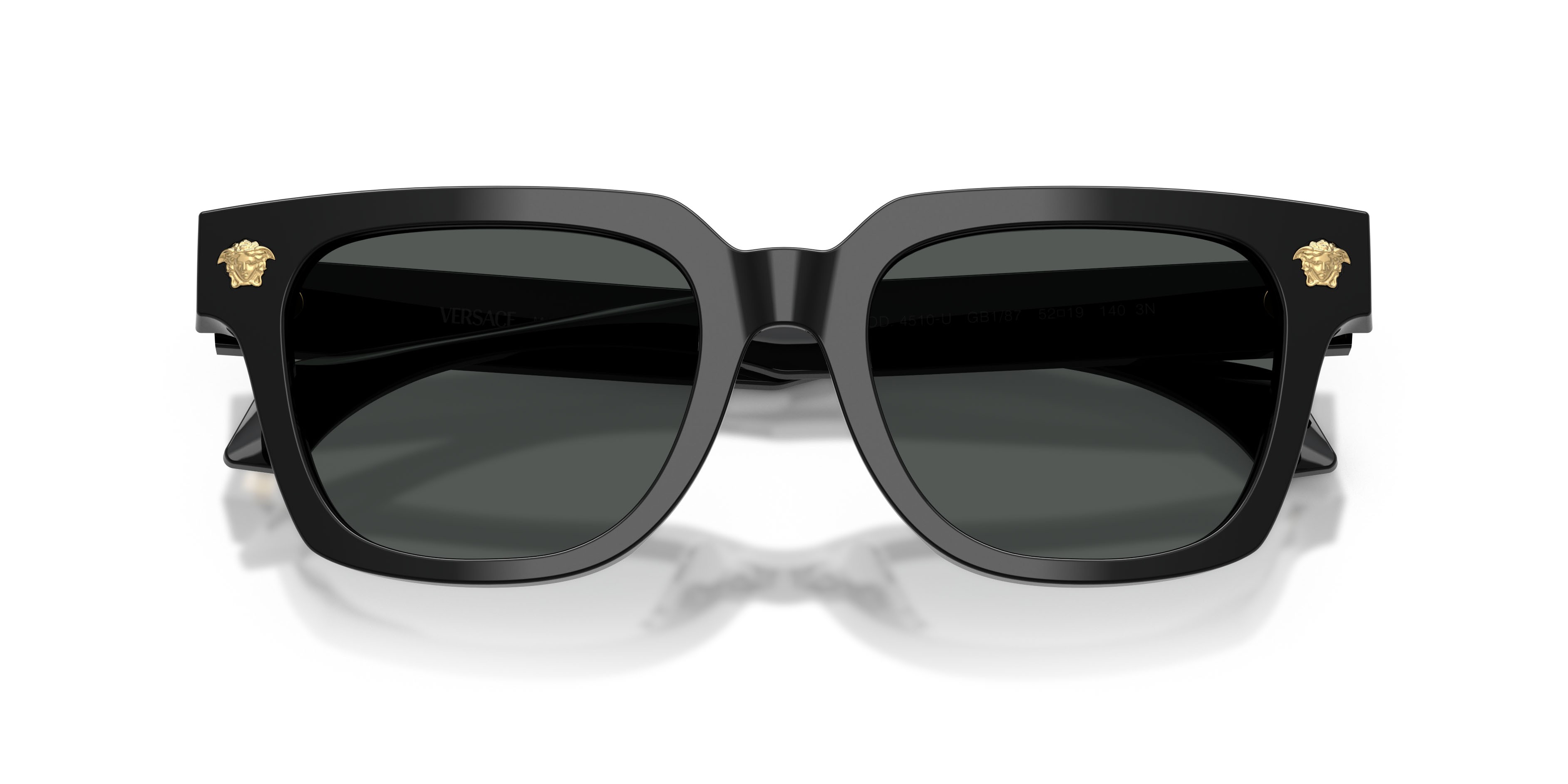 Occhiali da sole Versace VE 4510U (GB1/87) colore nero forma quadrato lenti grigio scuro
