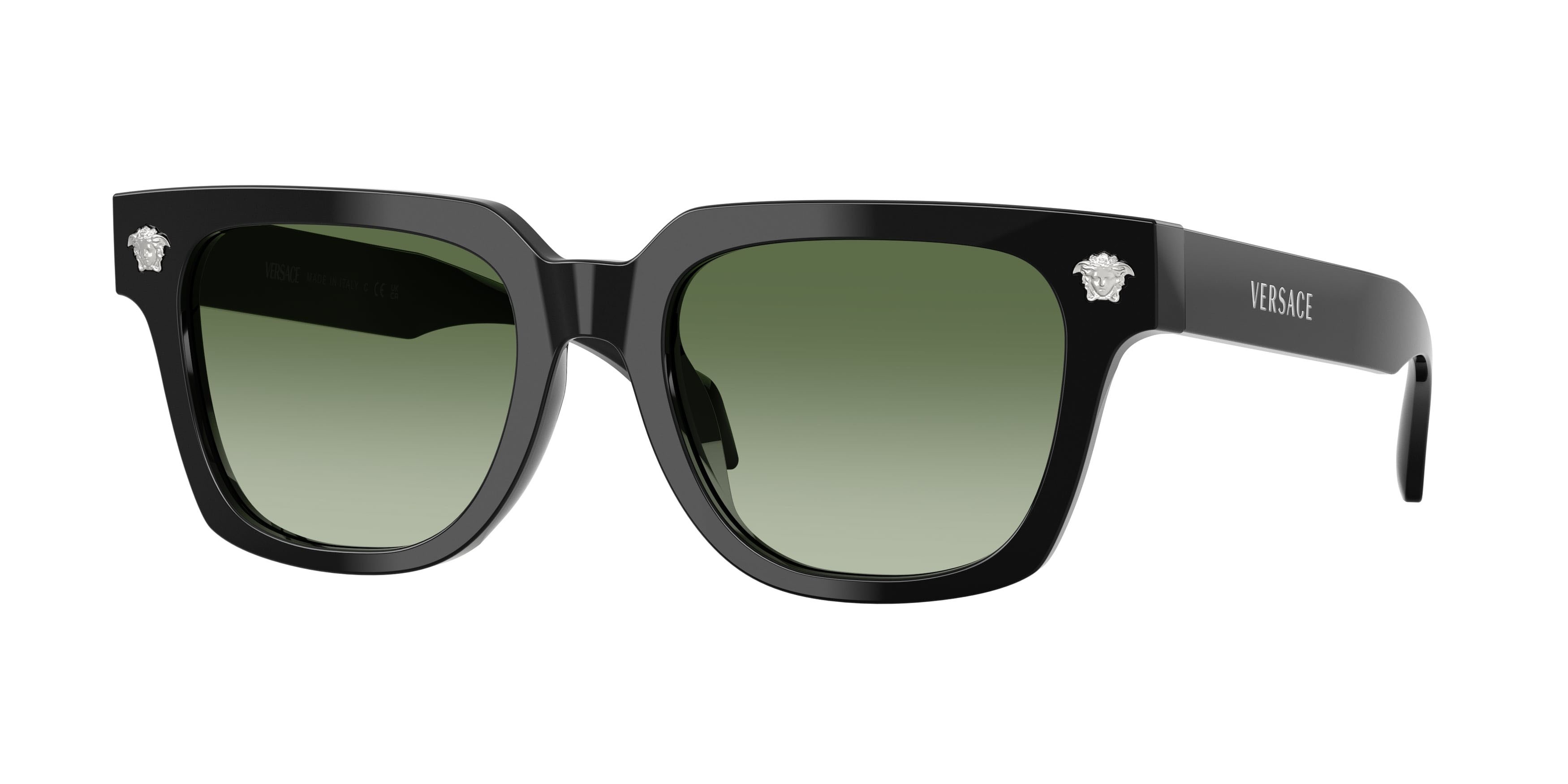Occhiali da sole Versace VE 4510U (GB1/8E) colore nero forma quadrato lenti verde sfumato