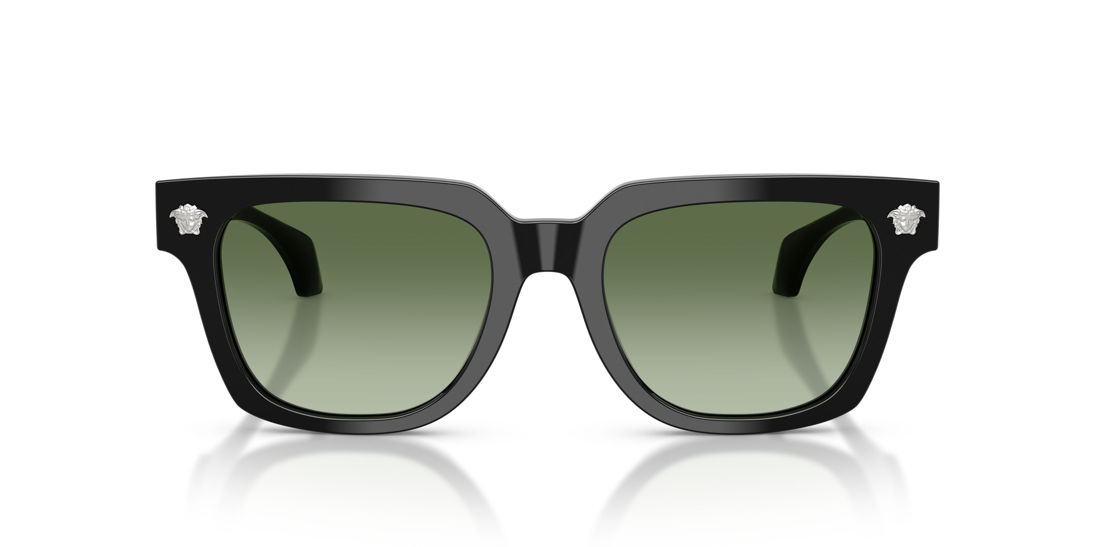 Occhiali da sole Versace VE 4510U (GB1/8E) colore nero forma quadrato lenti verde sfumato