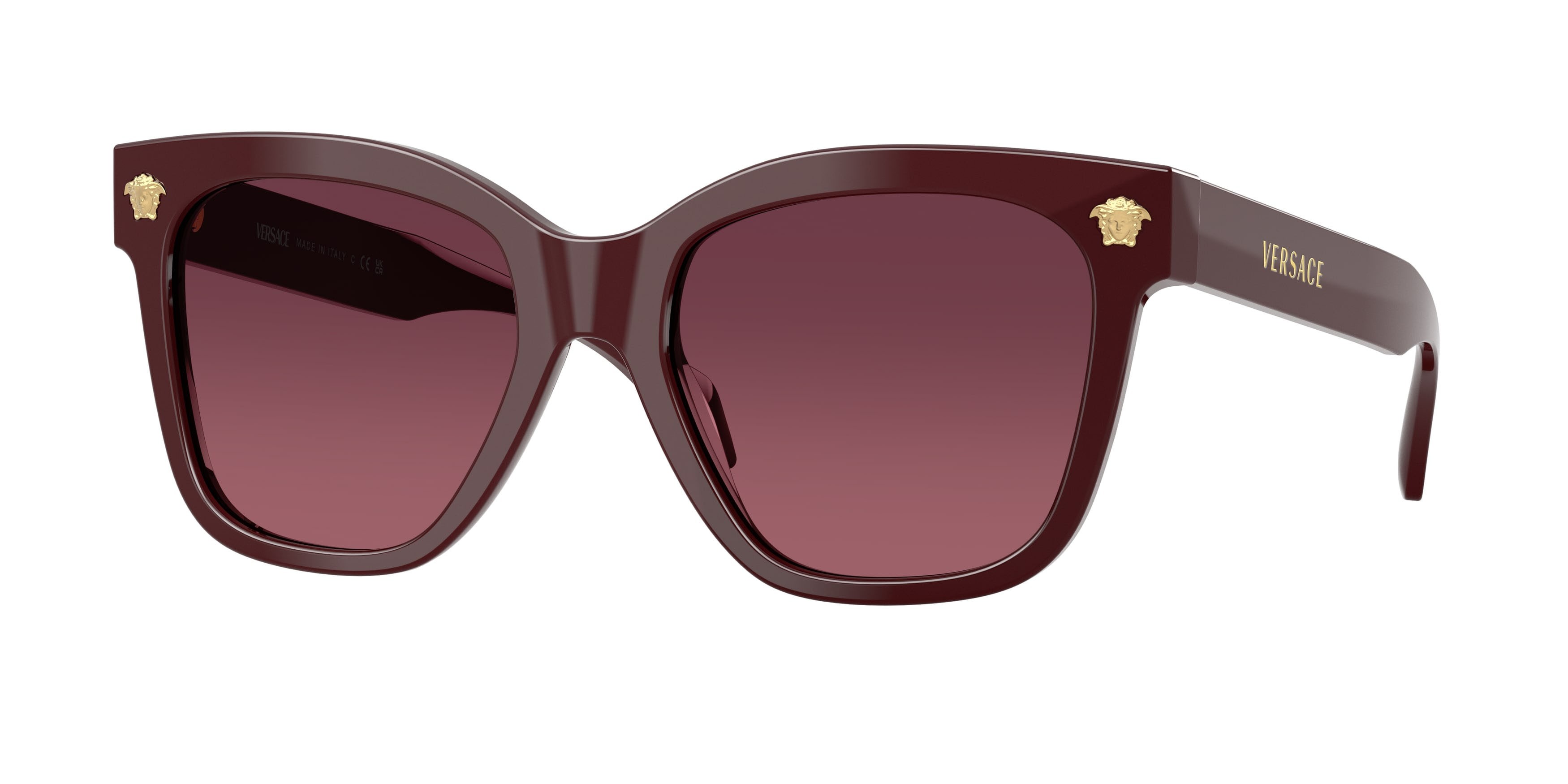 Occhiali da sole Versace VE 4511 (5381F4) colore bordeaux forma quadrato lenti viola sfumato