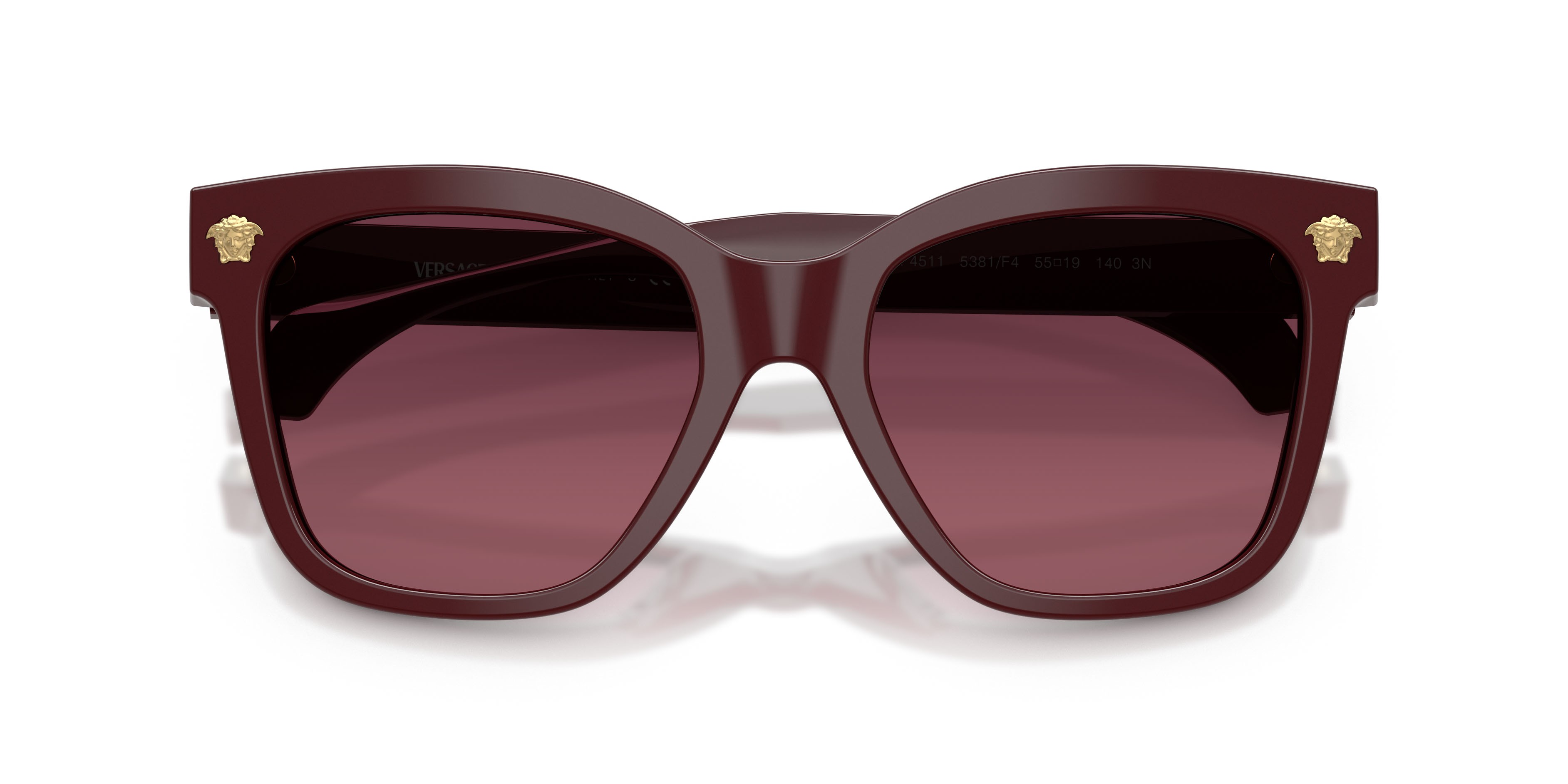 Occhiali da sole Versace VE 4511 (5381F4) colore bordeaux forma quadrato lenti viola sfumato