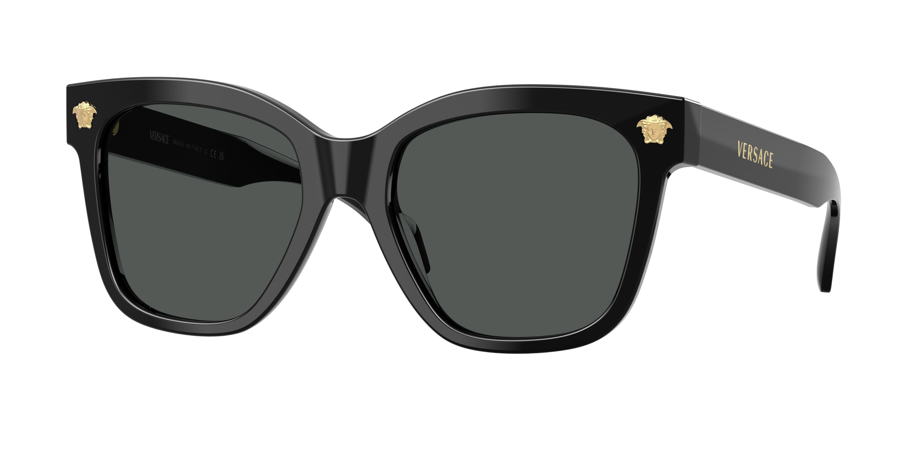 Occhiali da sole Versace VE 4511 (GB1/87) colore nero forma quadrato lenti grigio scuro