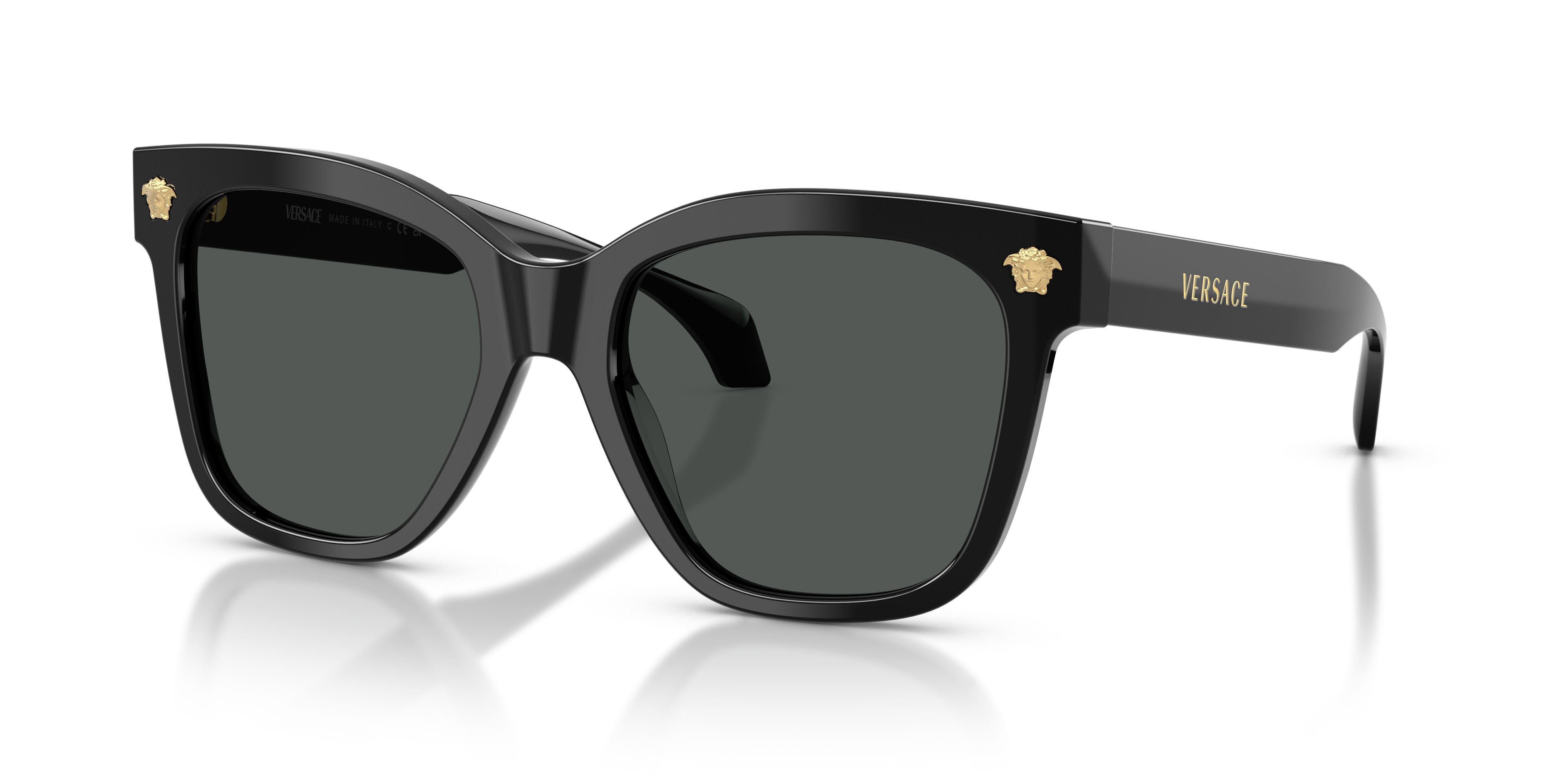 Occhiali da sole Versace VE 4511 (GB1/87) colore nero forma quadrato lenti grigio scuro