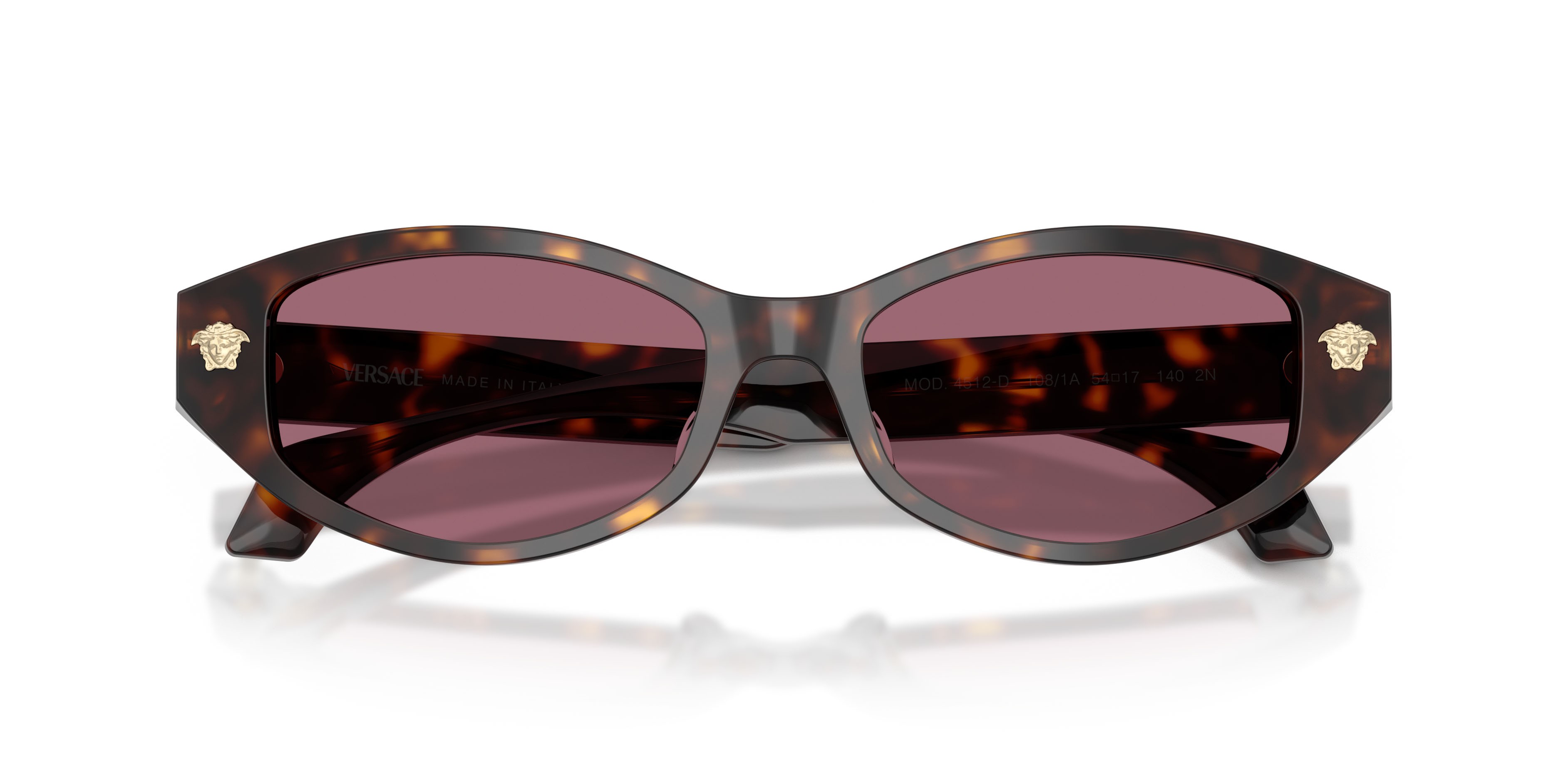 Occhiali da sole Versace VE 4512D (108/1A) colore havana forma cat eye lenti viola