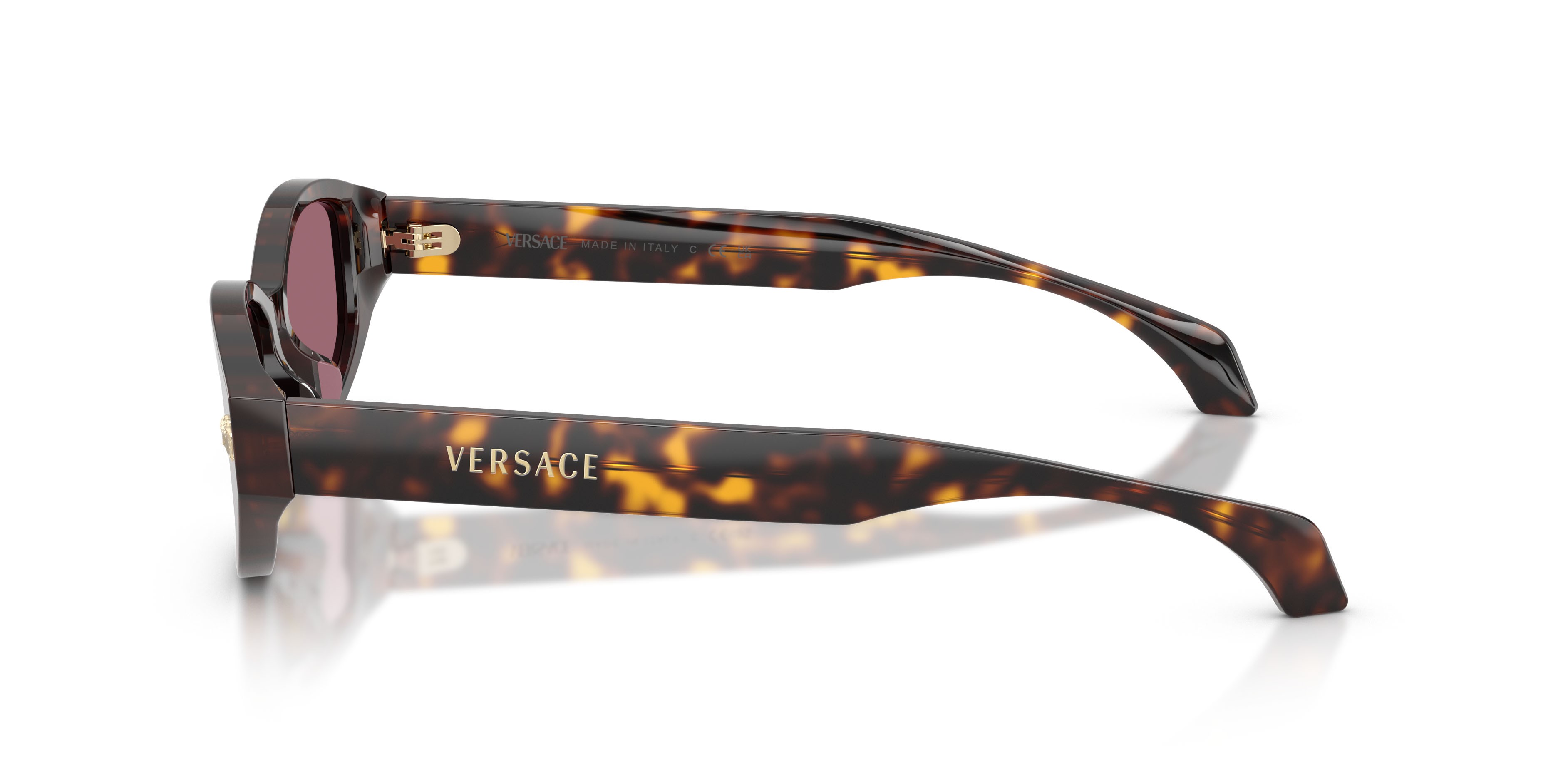 Occhiali da sole Versace VE 4512D (108/1A) colore havana forma cat eye lenti viola
