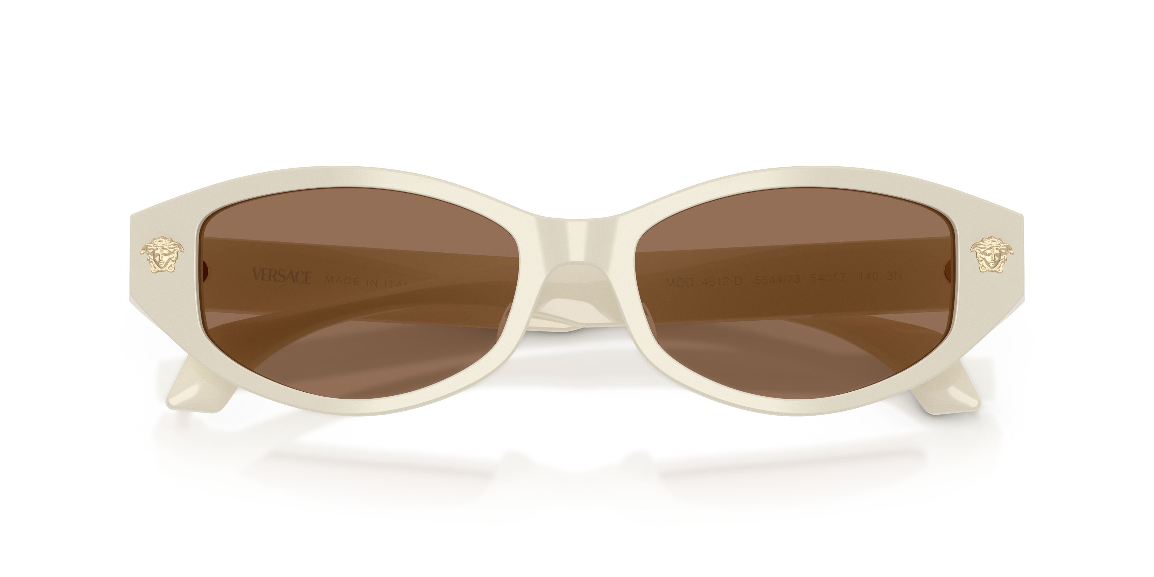 Occhiali da sole Versace VE 4512D (554473) colore white talc forma cat eye lenti marrone scuro