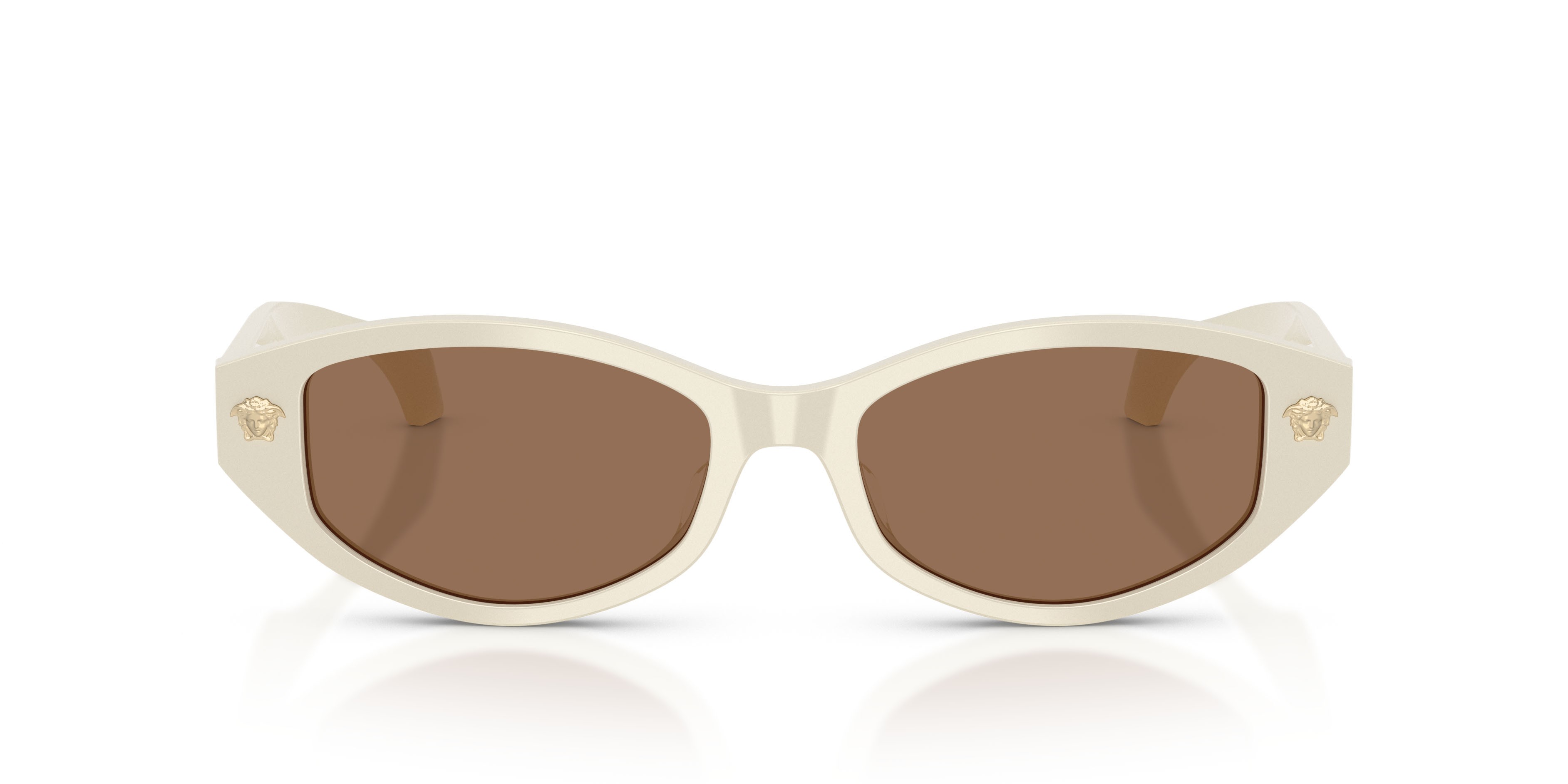 Occhiali da sole Versace VE 4512D (554473) colore white talc forma cat eye lenti marrone scuro