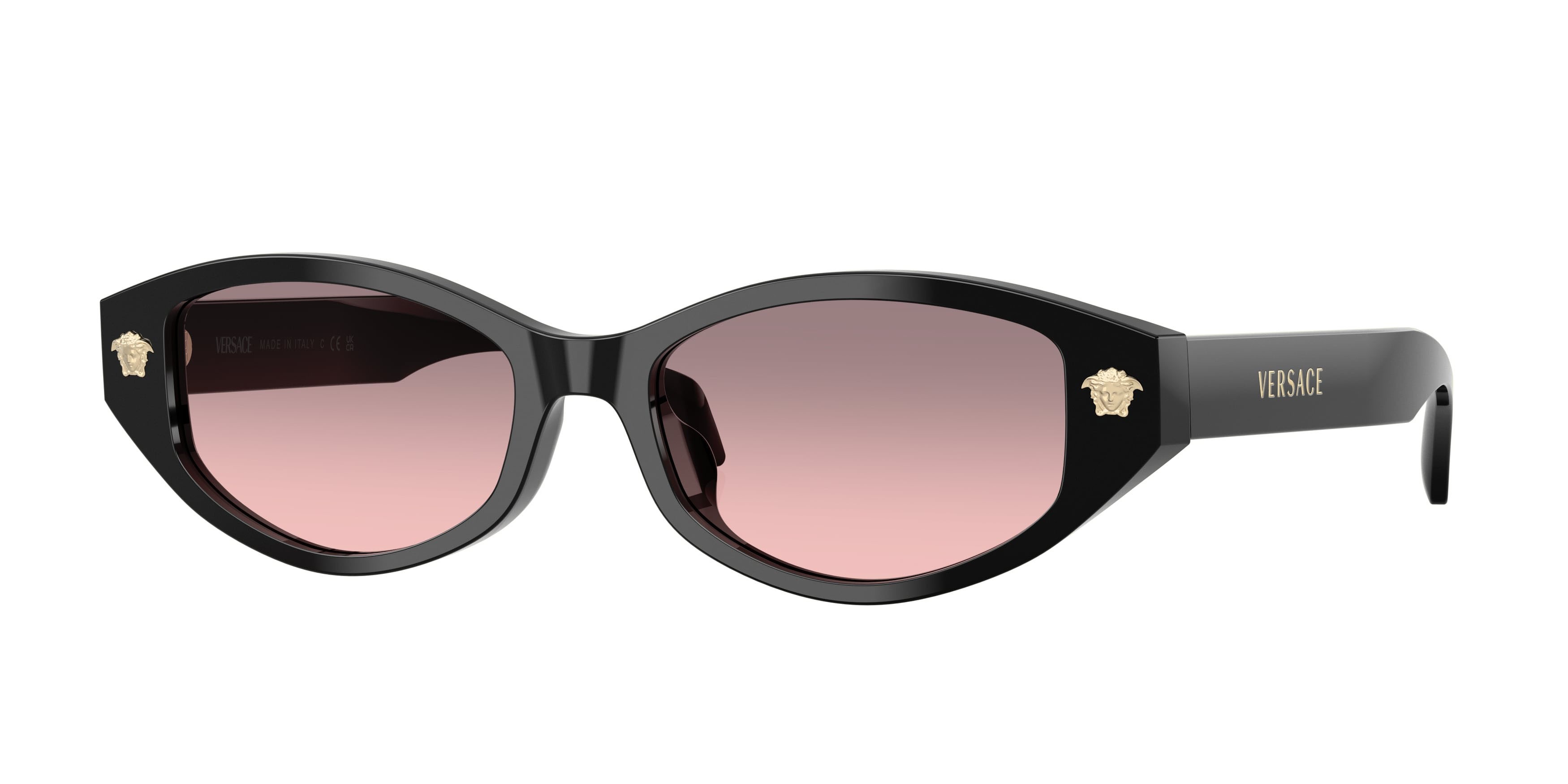 Occhiali da sole Versace VE 4512D (GB1/5M) colore nero forma cat eye lenti rosa sfumato grigio