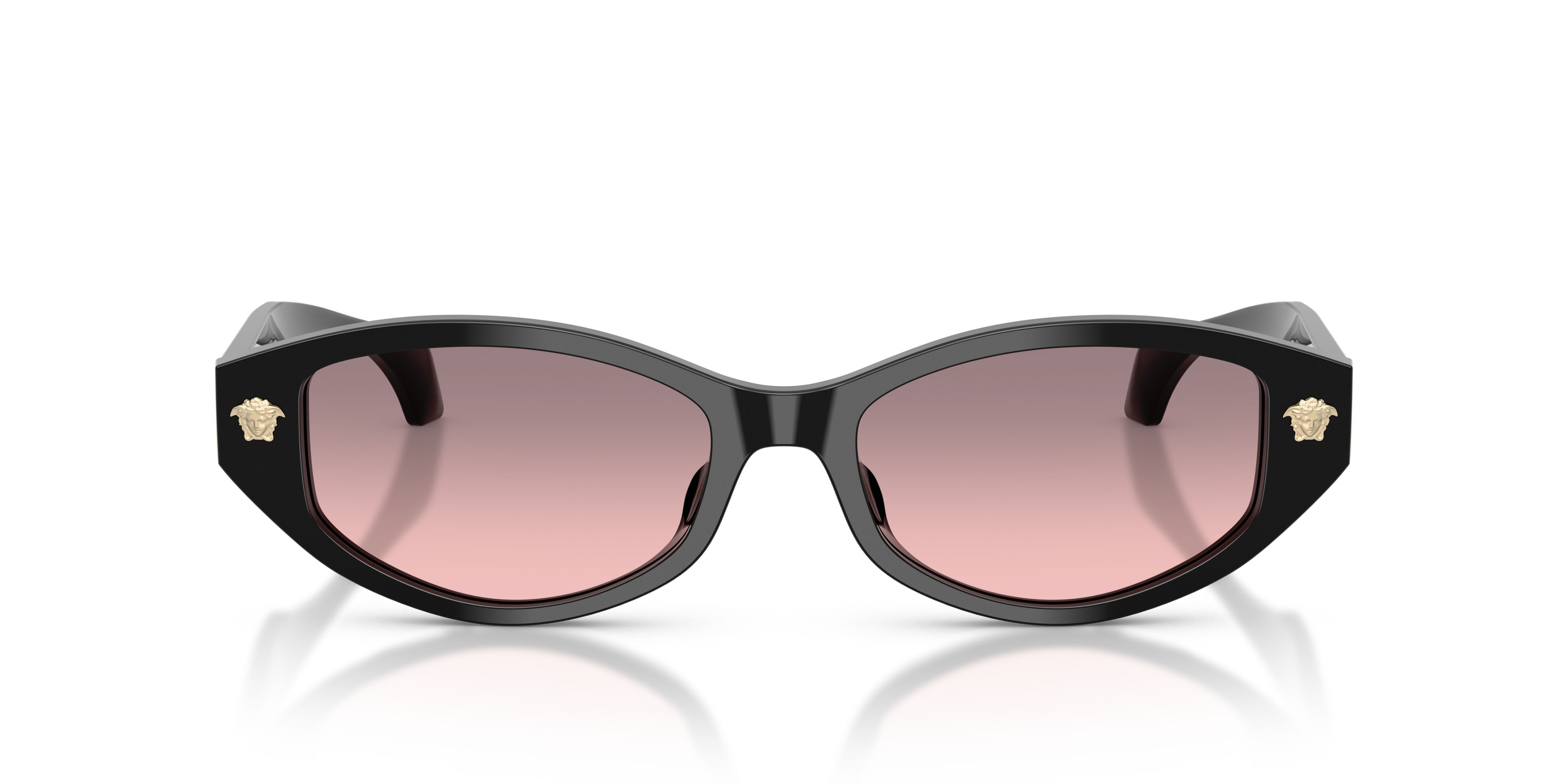 Occhiali da sole Versace VE 4512D (GB1/5M) colore nero forma cat eye lenti rosa sfumato grigio