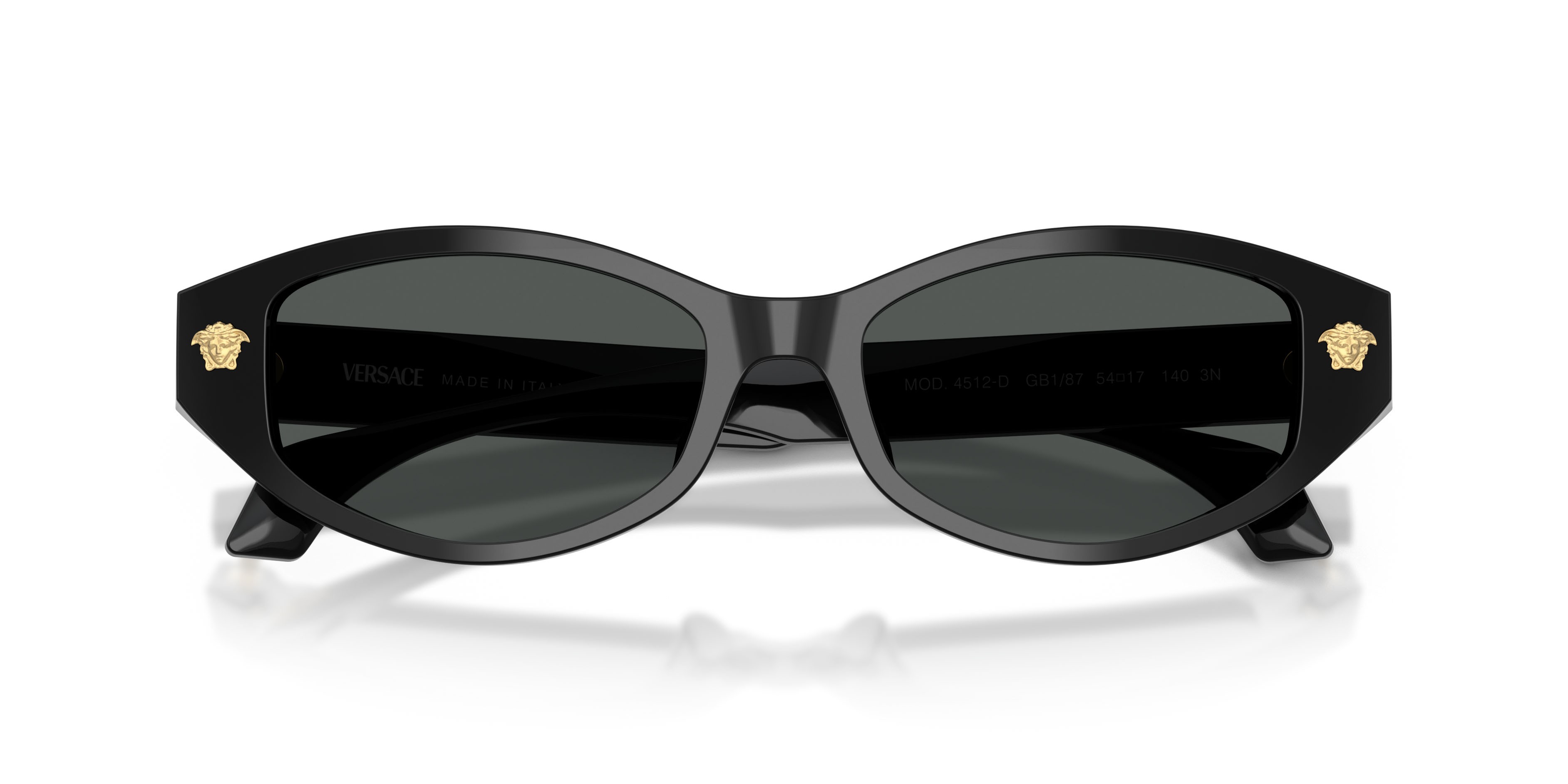 Occhiali da sole Versace VE 4512D (GB1/87) colore nero forma cat eye lenti grigio scuro