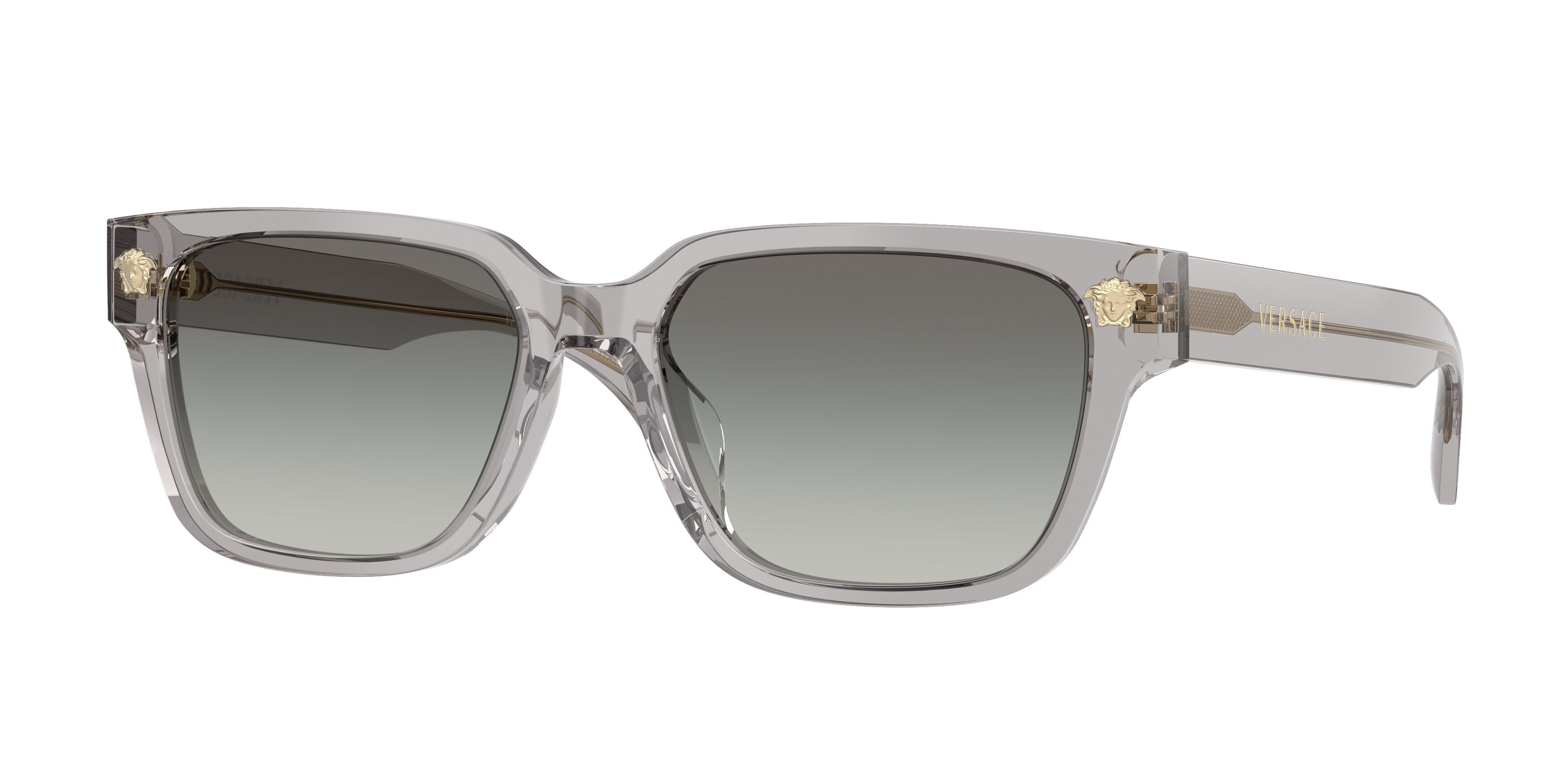 Occhiali da sole Versace VE 4513D (593/11) colore grigio trasparente forma rettangolare lenti sfumato grigio