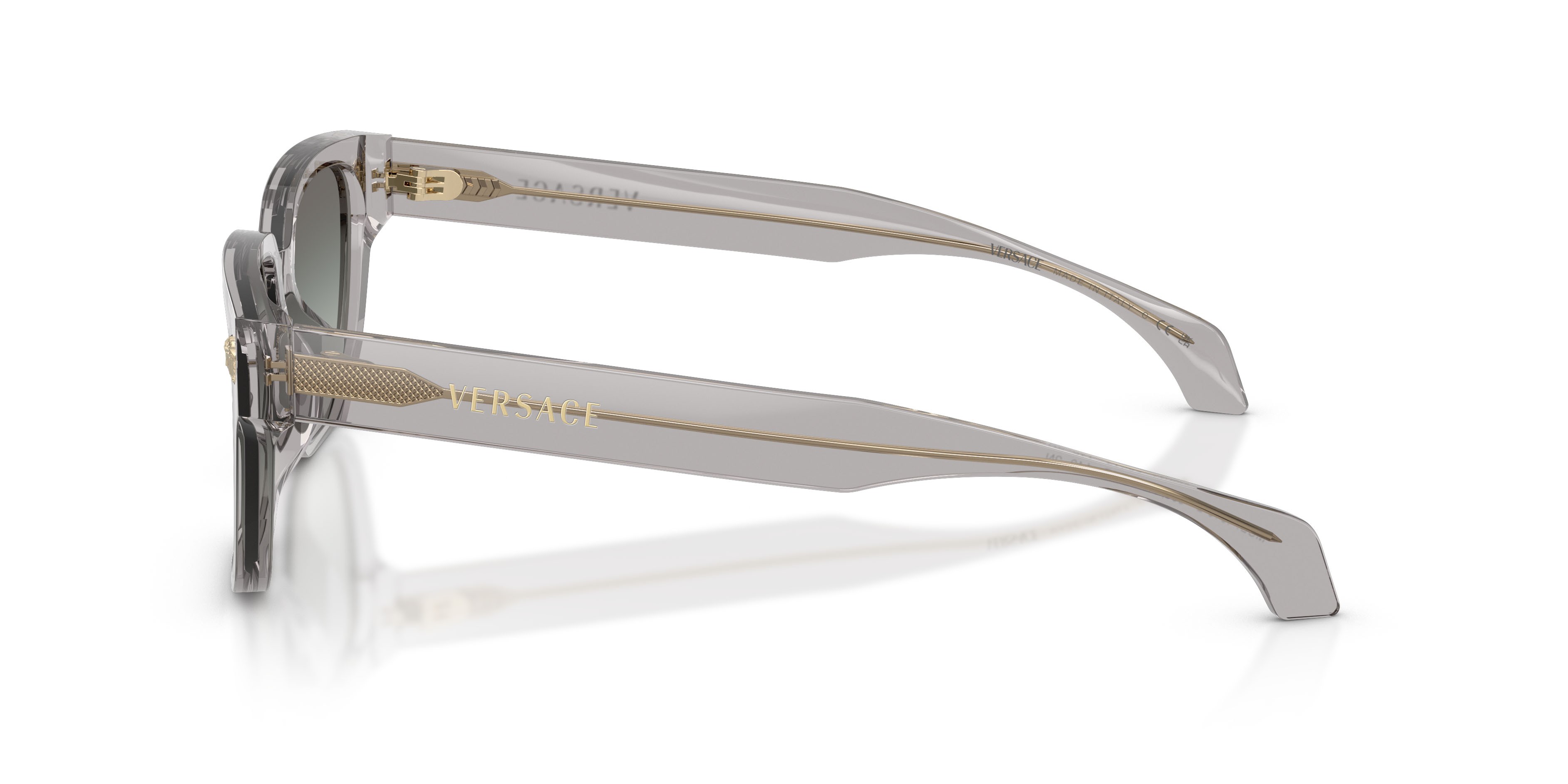 Occhiali da sole Versace VE 4513D (593/11) colore grigio trasparente forma rettangolare lenti sfumato grigio