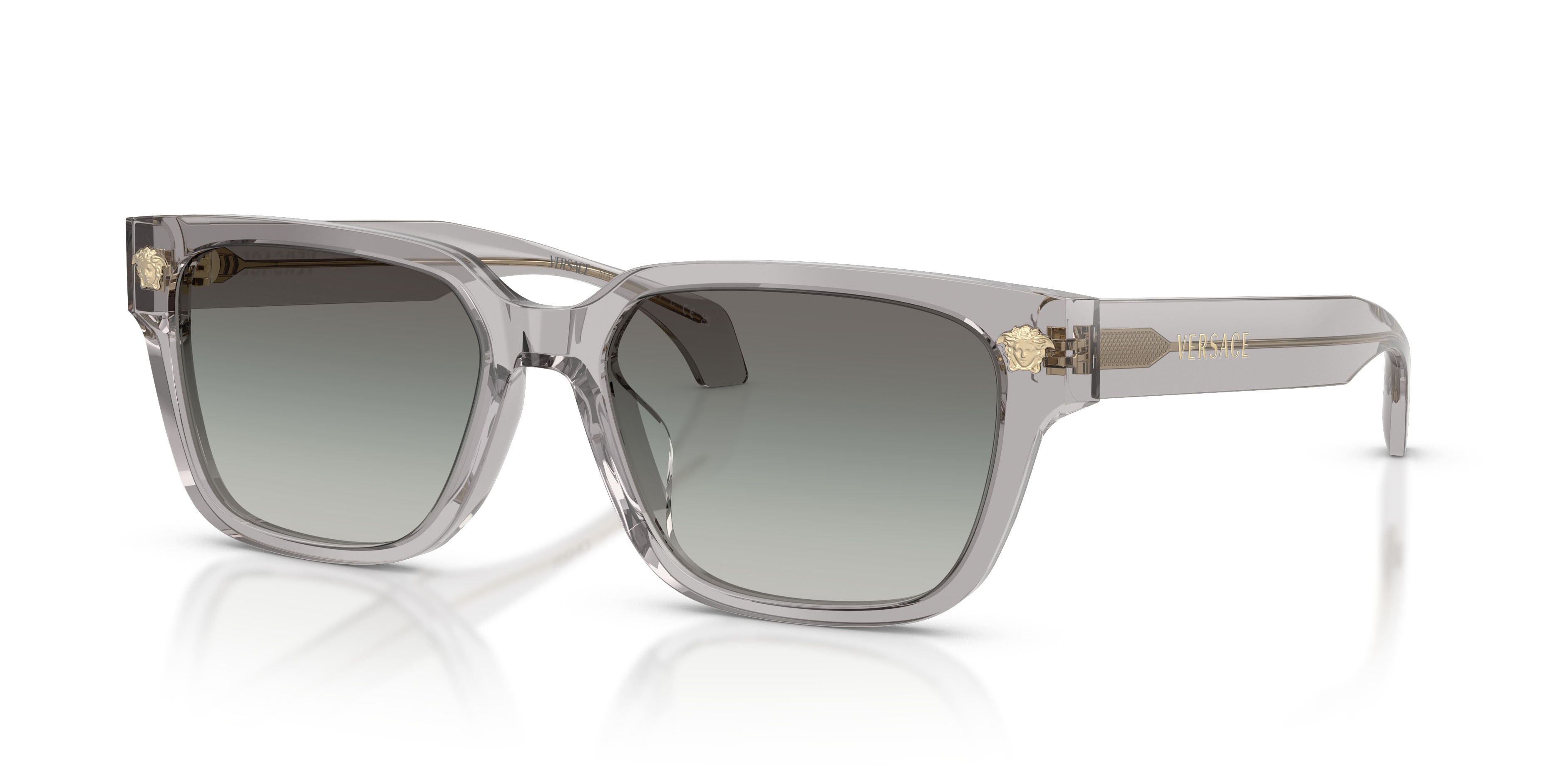 Occhiali da sole Versace VE 4513D (593/11) colore grigio trasparente forma rettangolare lenti sfumato grigio