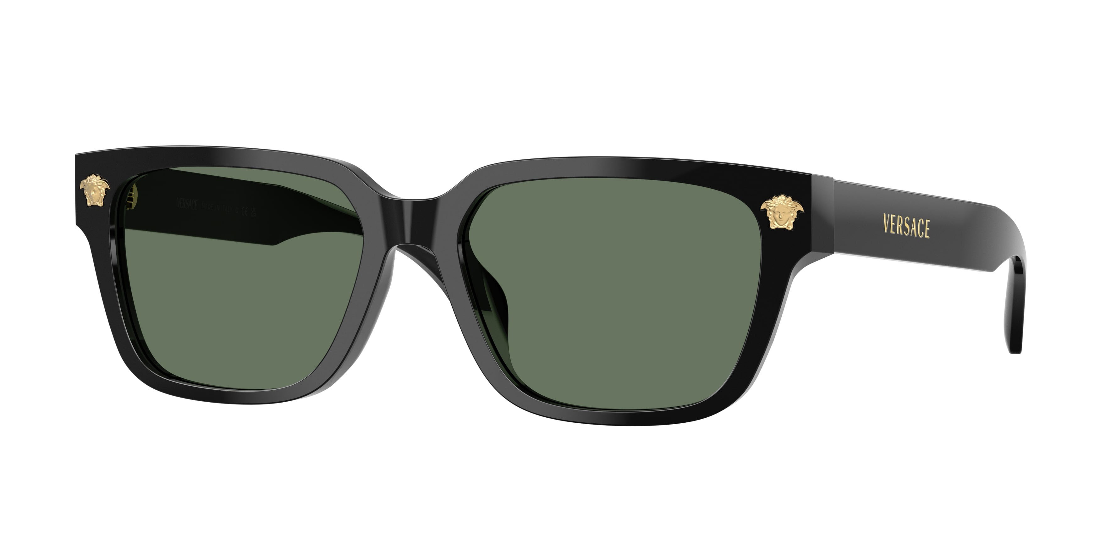 Occhiali da sole Versace VE 4513D (GB1/82) colore nero forma rettangolare lenti verde scuro