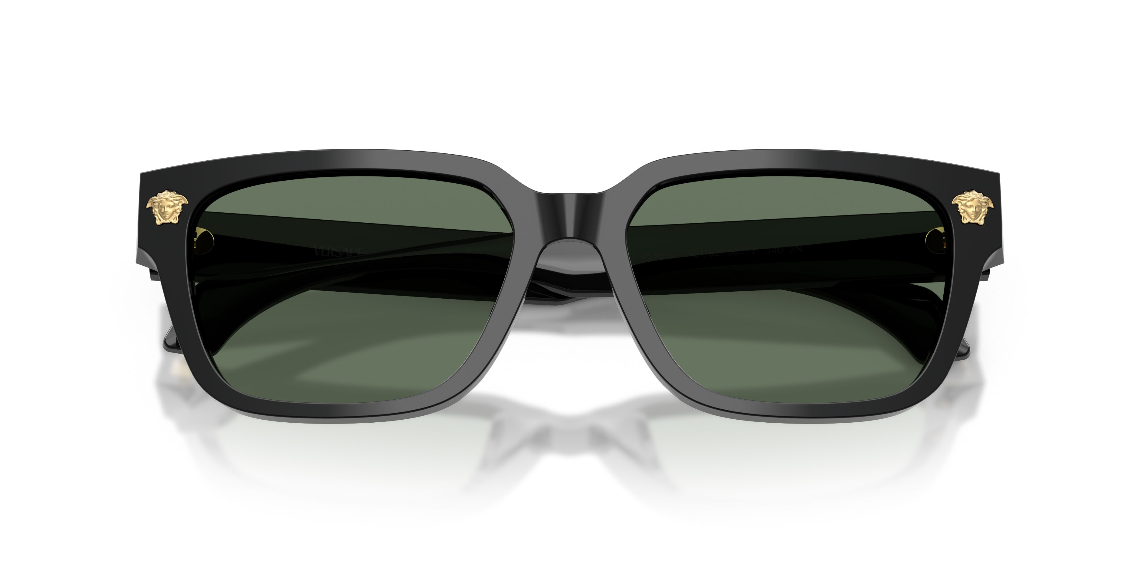Occhiali da sole Versace VE 4513D (GB1/82) colore nero forma rettangolare lenti verde scuro