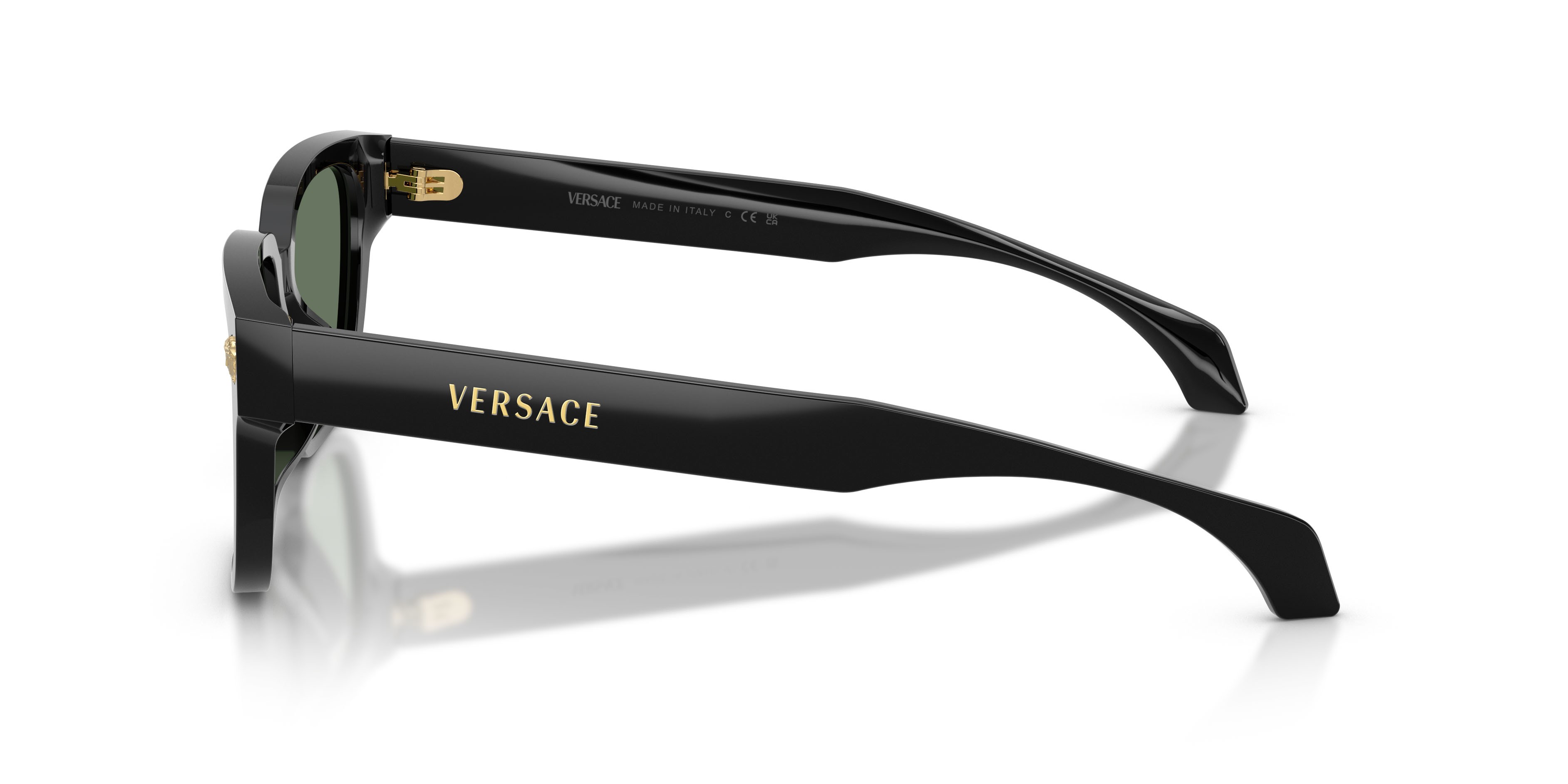 Occhiali da sole Versace VE 4513D (GB1/82) colore nero forma rettangolare lenti verde scuro