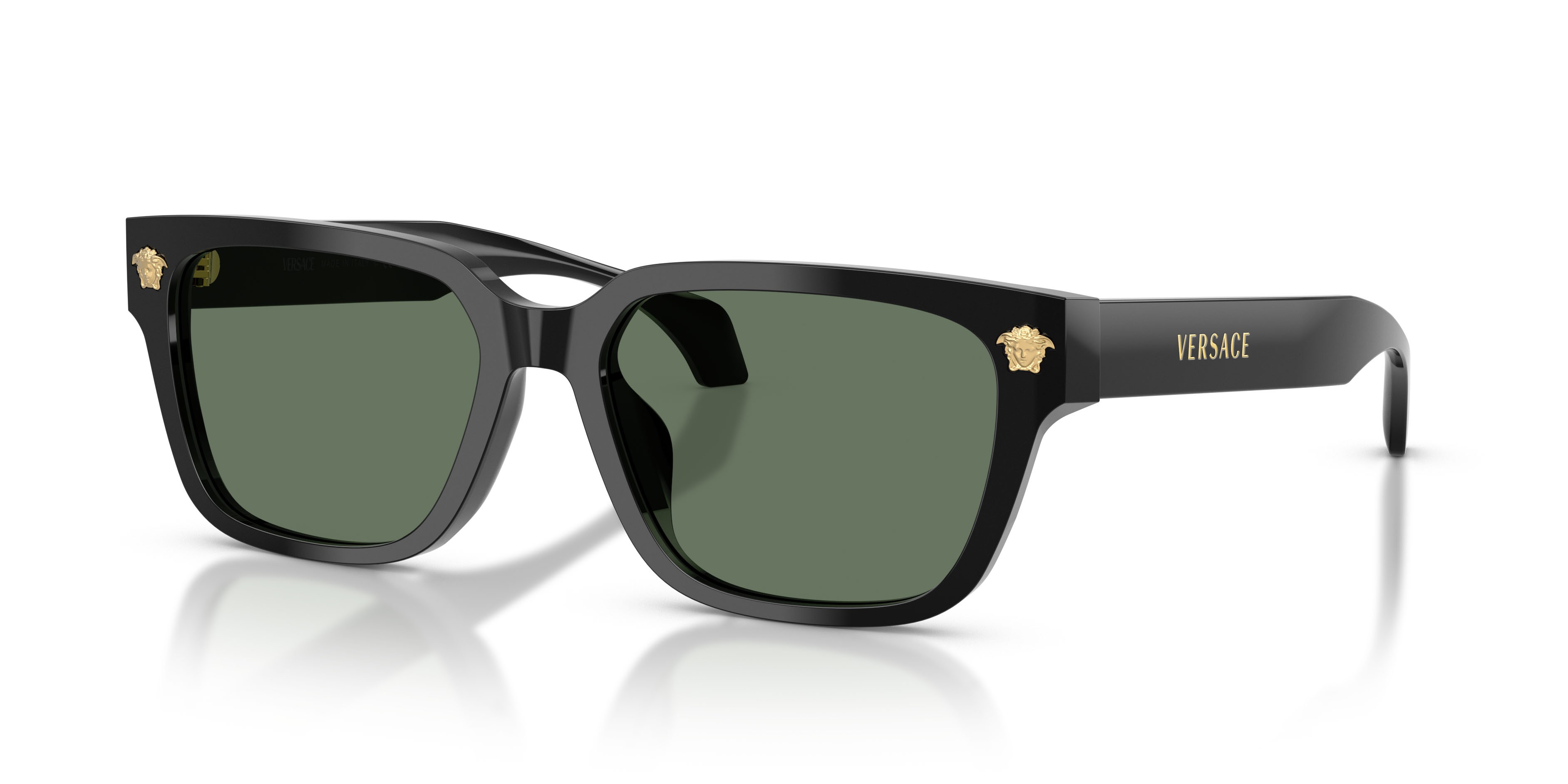 Occhiali da sole Versace VE 4513D (GB1/82) colore nero forma rettangolare lenti verde scuro
