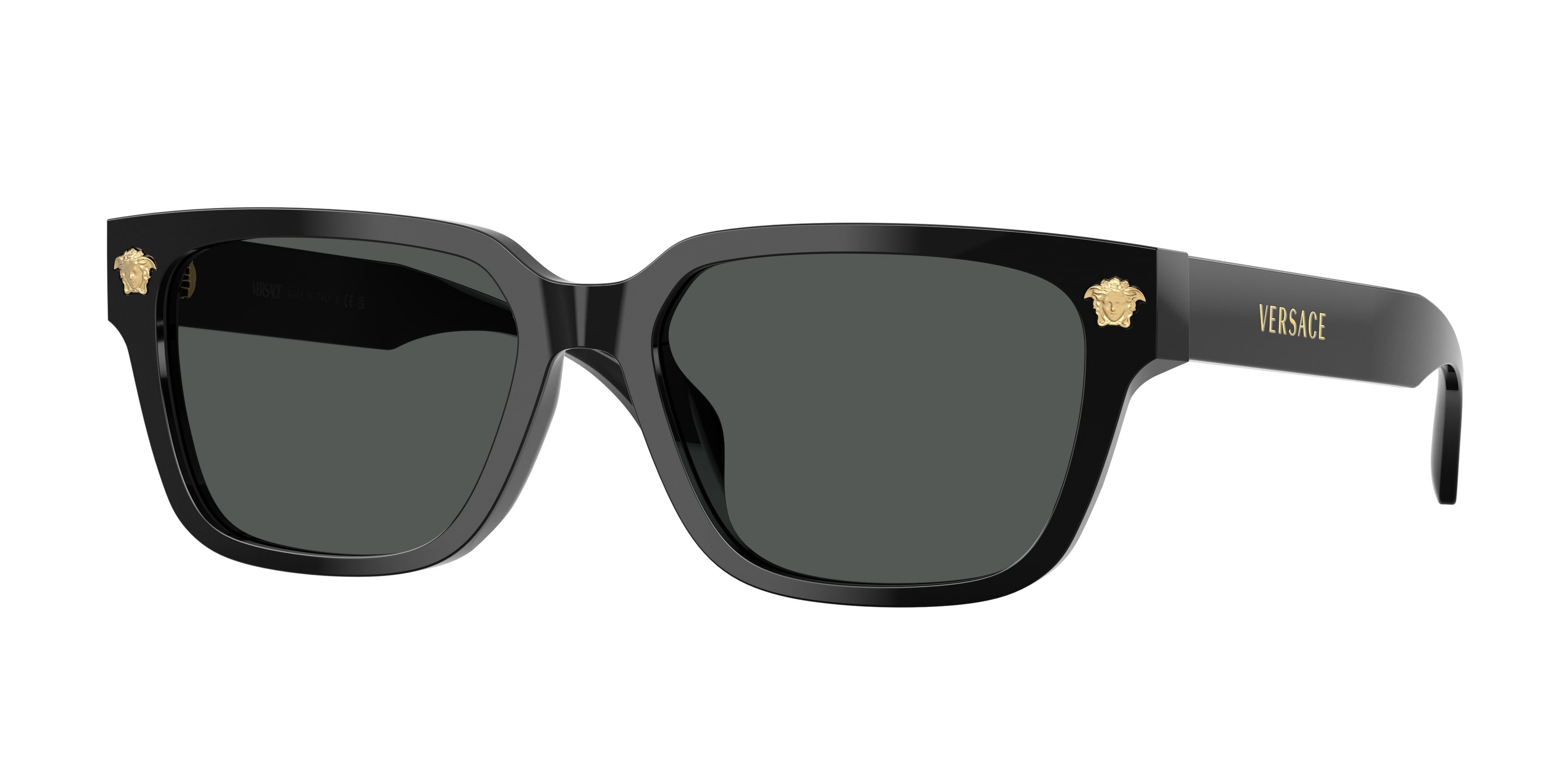 Occhiali da sole Versace VE 4513D (GB1/87) colore nero forma rettangolare lenti grigio scuro