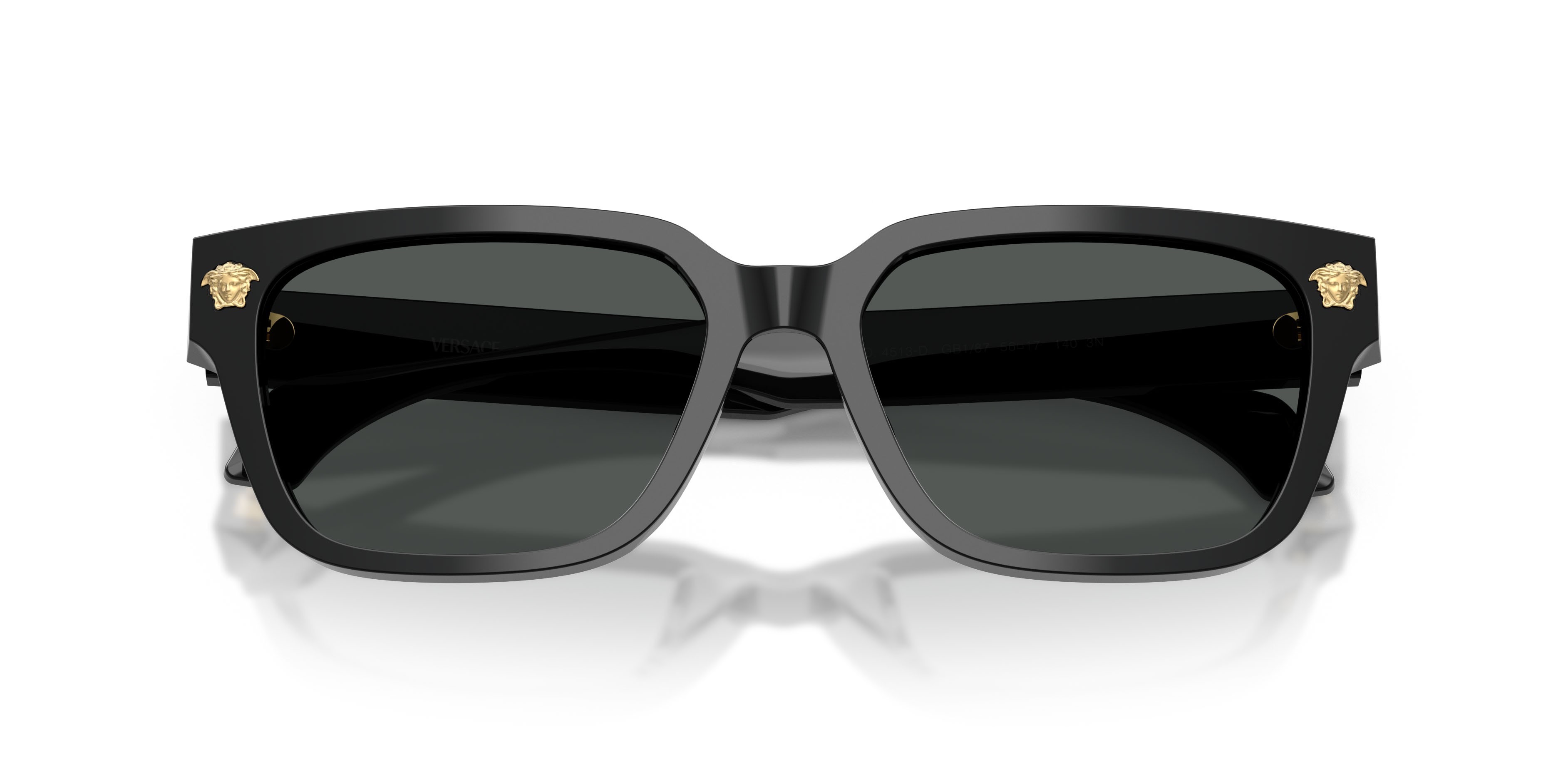 Occhiali da sole Versace VE 4513D (GB1/87) colore nero forma rettangolare lenti grigio scuro