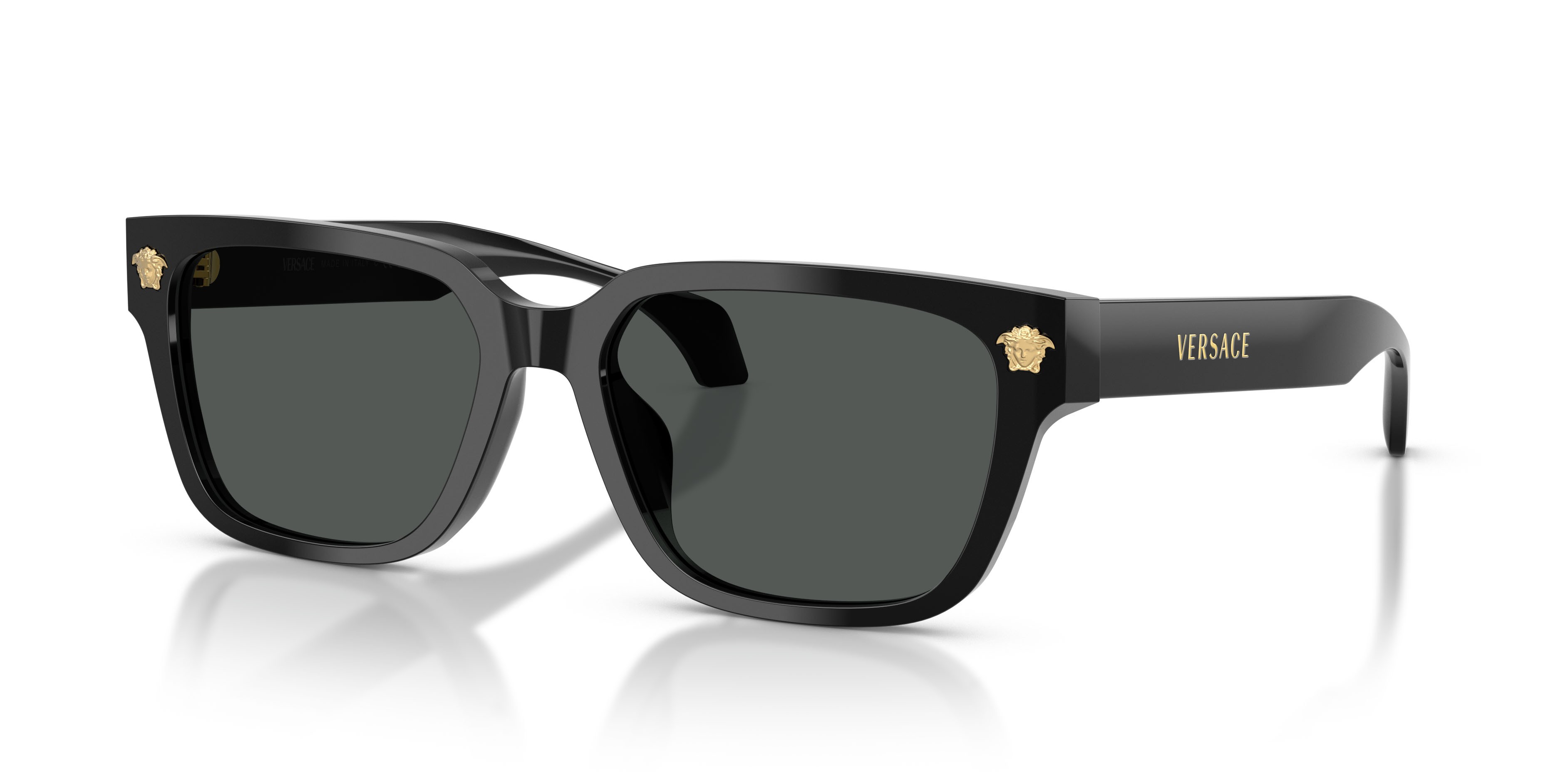 Occhiali da sole Versace VE 4513D (GB1/87) colore nero forma rettangolare lenti grigio scuro