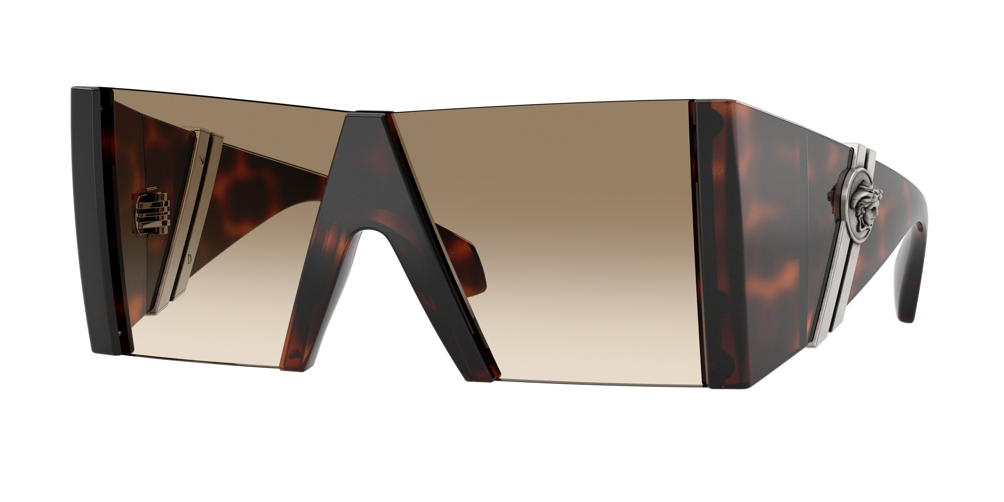 Occhiali da sole Versace VE 4515 (5217T5) colore havana forma quadrato lenti giallo chiaro sfumato marrone
