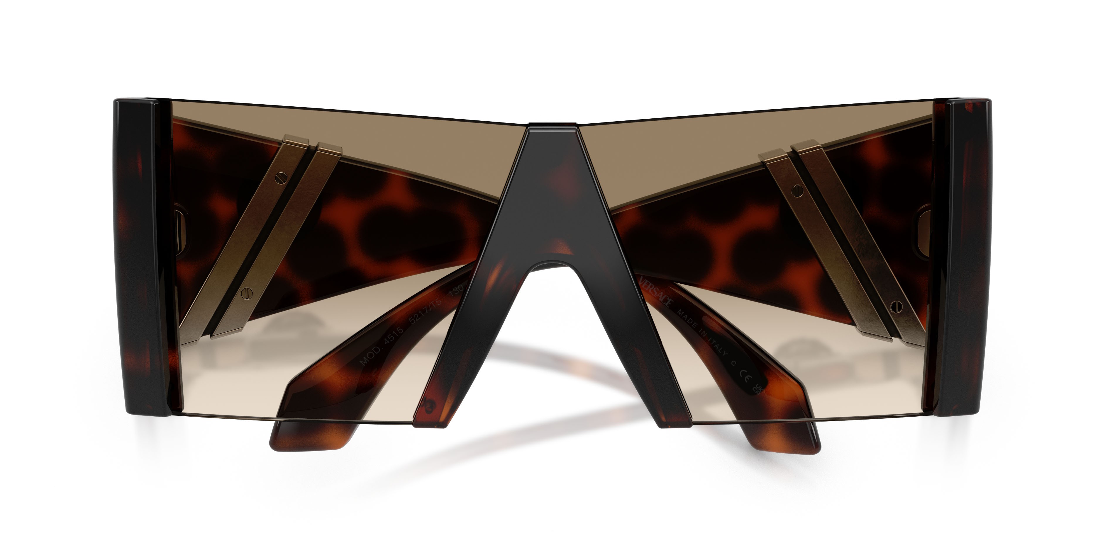 Occhiali da sole Versace VE 4515 (5217T5) colore havana forma quadrato lenti giallo chiaro sfumato marrone