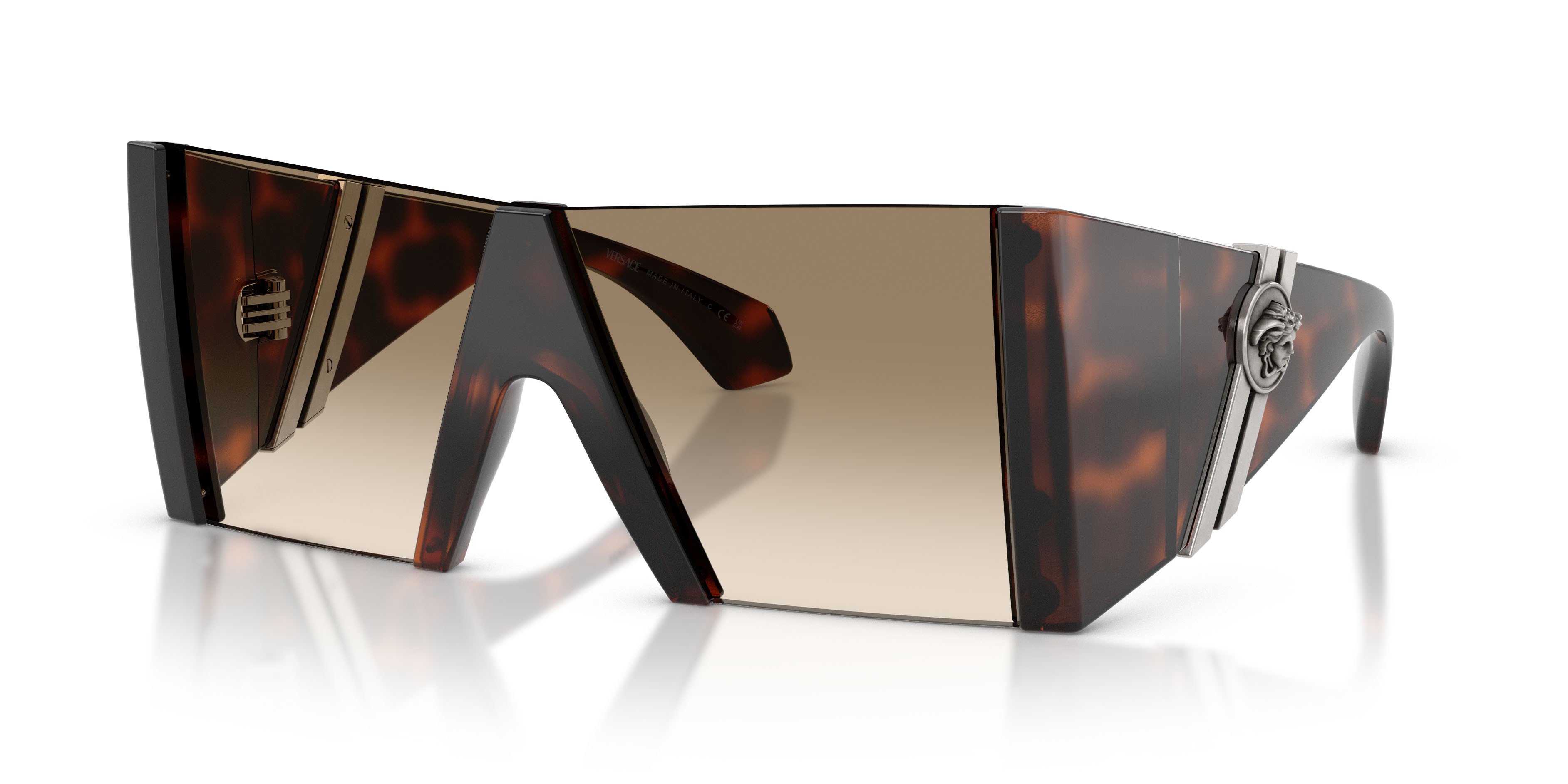 Occhiali da sole Versace VE 4515 (5217T5) colore havana forma quadrato lenti giallo chiaro sfumato marrone