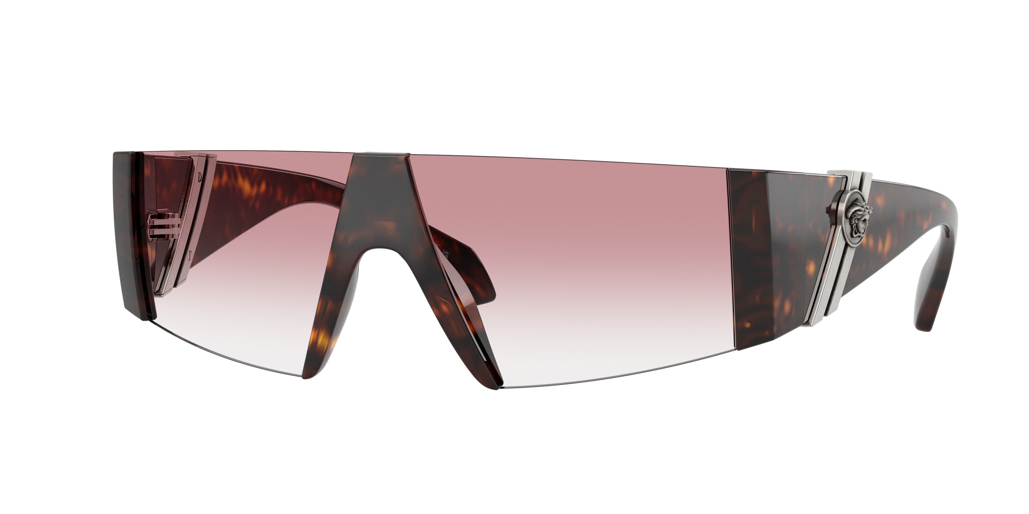 Occhiali da sole Versace VE 4516 (108/3B) colore havana forma rettangolare lenti trasparente sfumato rosa