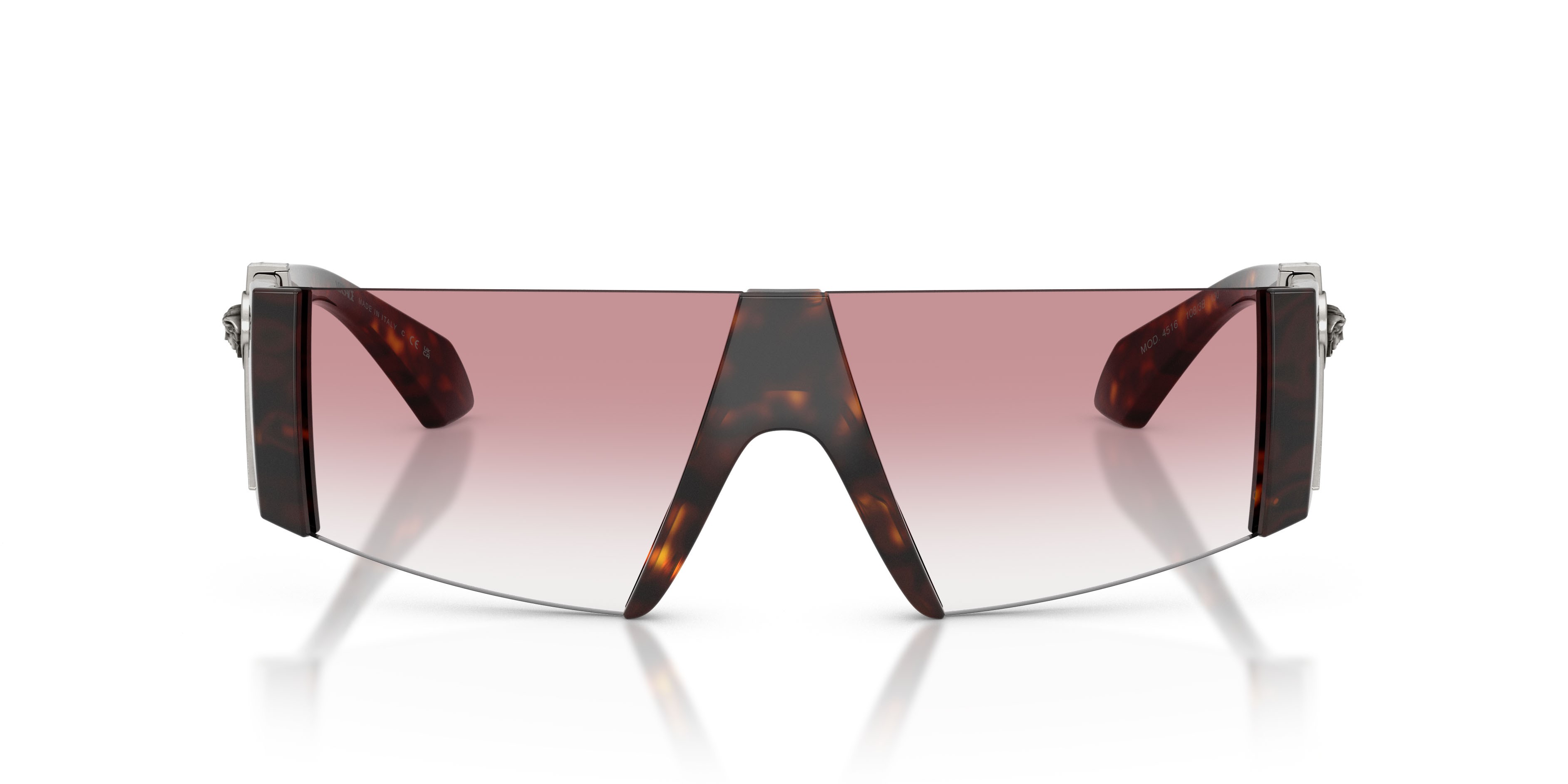 Occhiali da sole Versace VE 4516 (108/3B) colore havana forma rettangolare lenti trasparente sfumato rosa