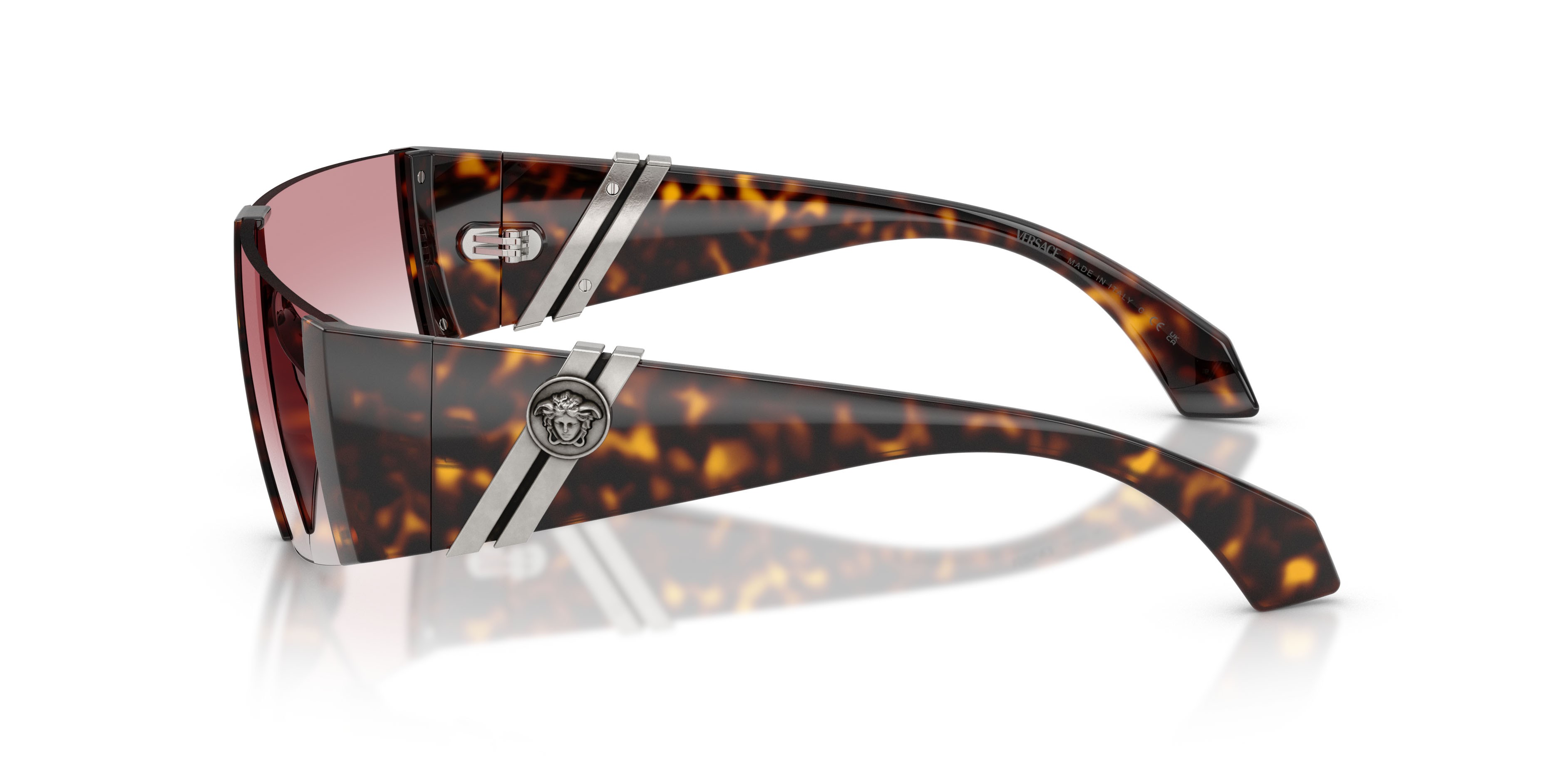 Occhiali da sole Versace VE 4516 (108/3B) colore havana forma rettangolare lenti trasparente sfumato rosa