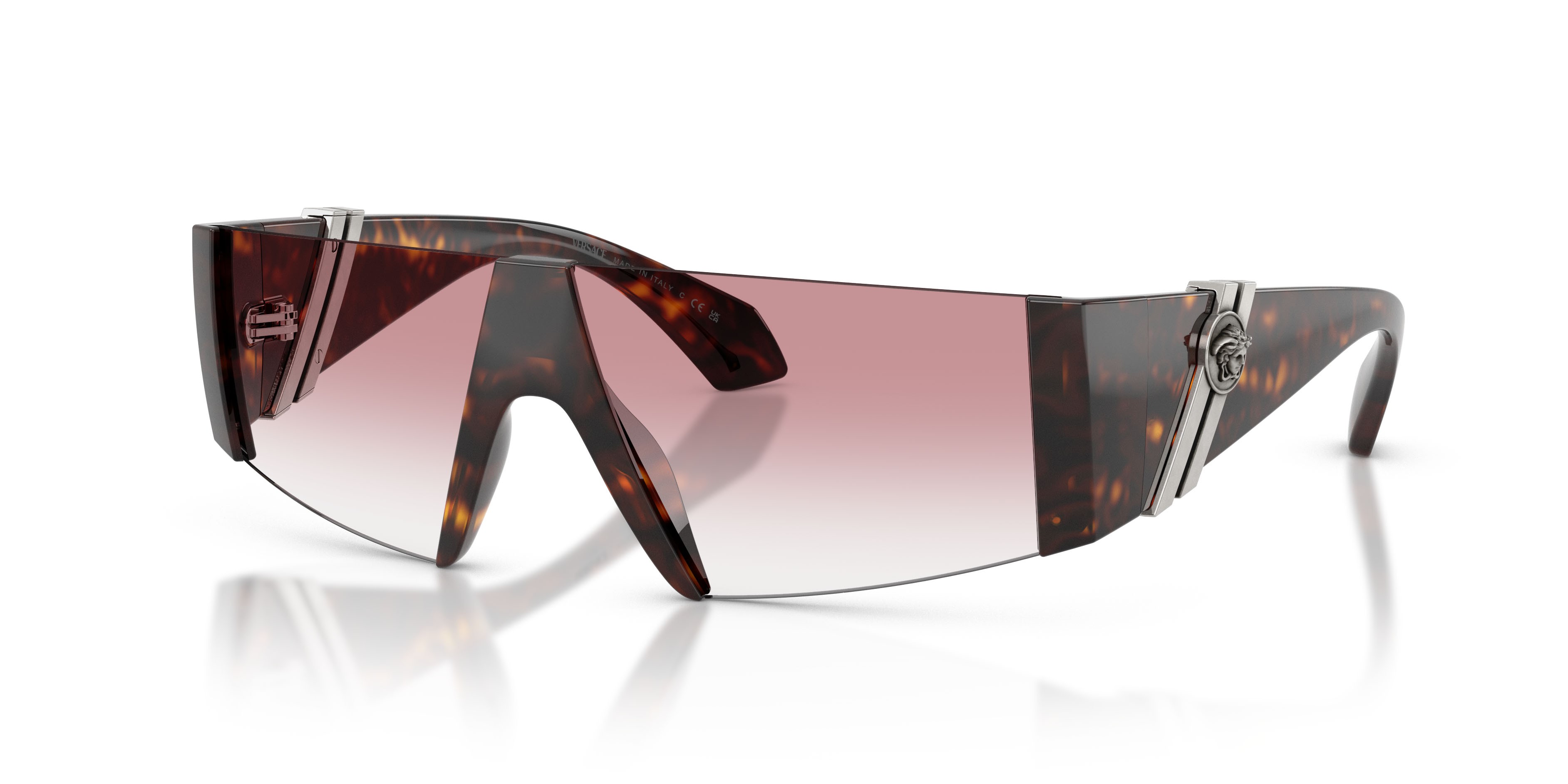 Occhiali da sole Versace VE 4516 (108/3B) colore havana forma rettangolare lenti trasparente sfumato rosa