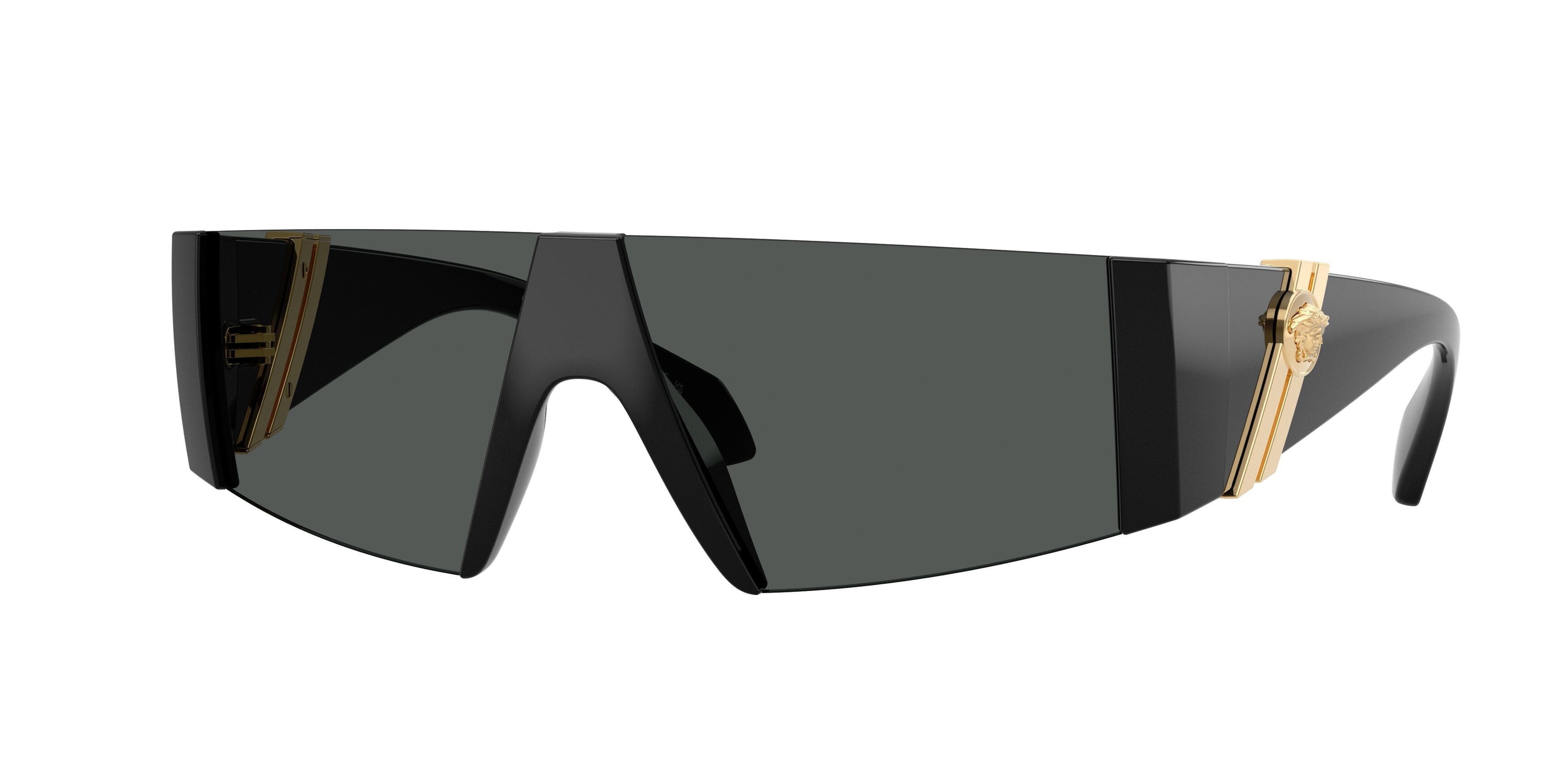 Occhiali da sole Versace VE 4516 (GB1/87) colore nero forma rettangolare lenti grigio scuro