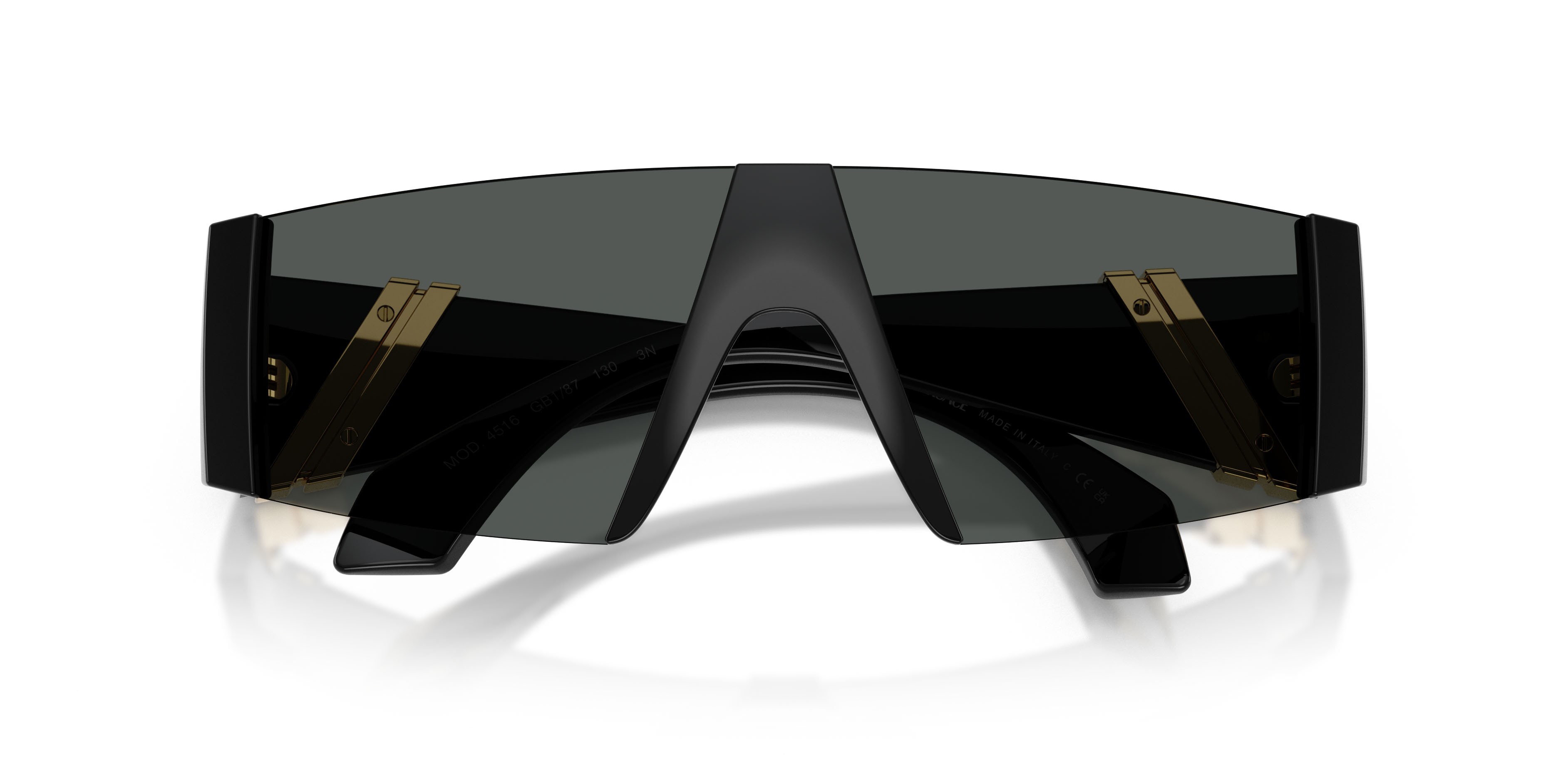 Occhiali da sole Versace VE 4516 (GB1/87) colore nero forma rettangolare lenti grigio scuro