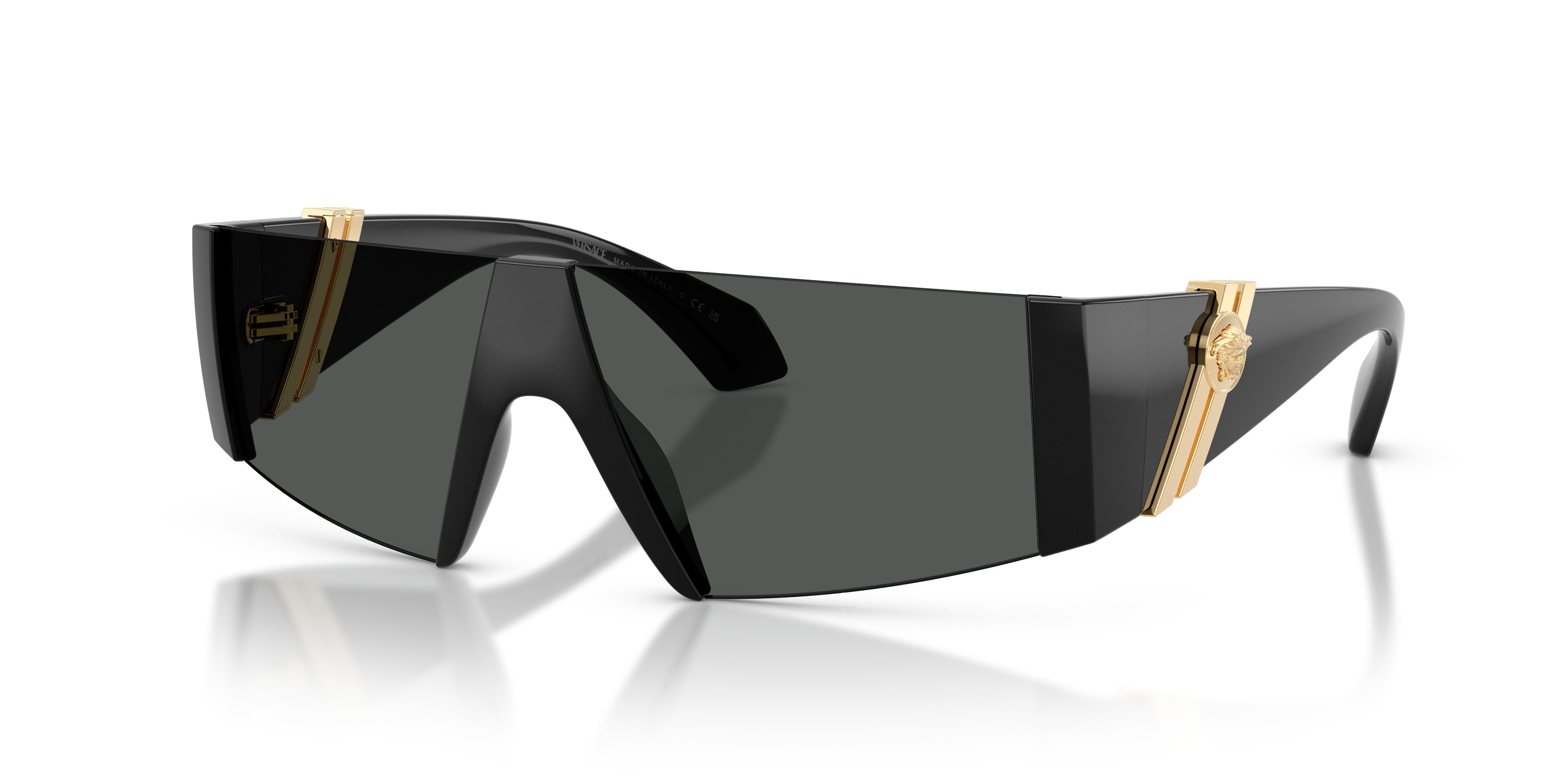 Occhiali da sole Versace VE 4516 (GB1/87) colore nero forma rettangolare lenti grigio scuro