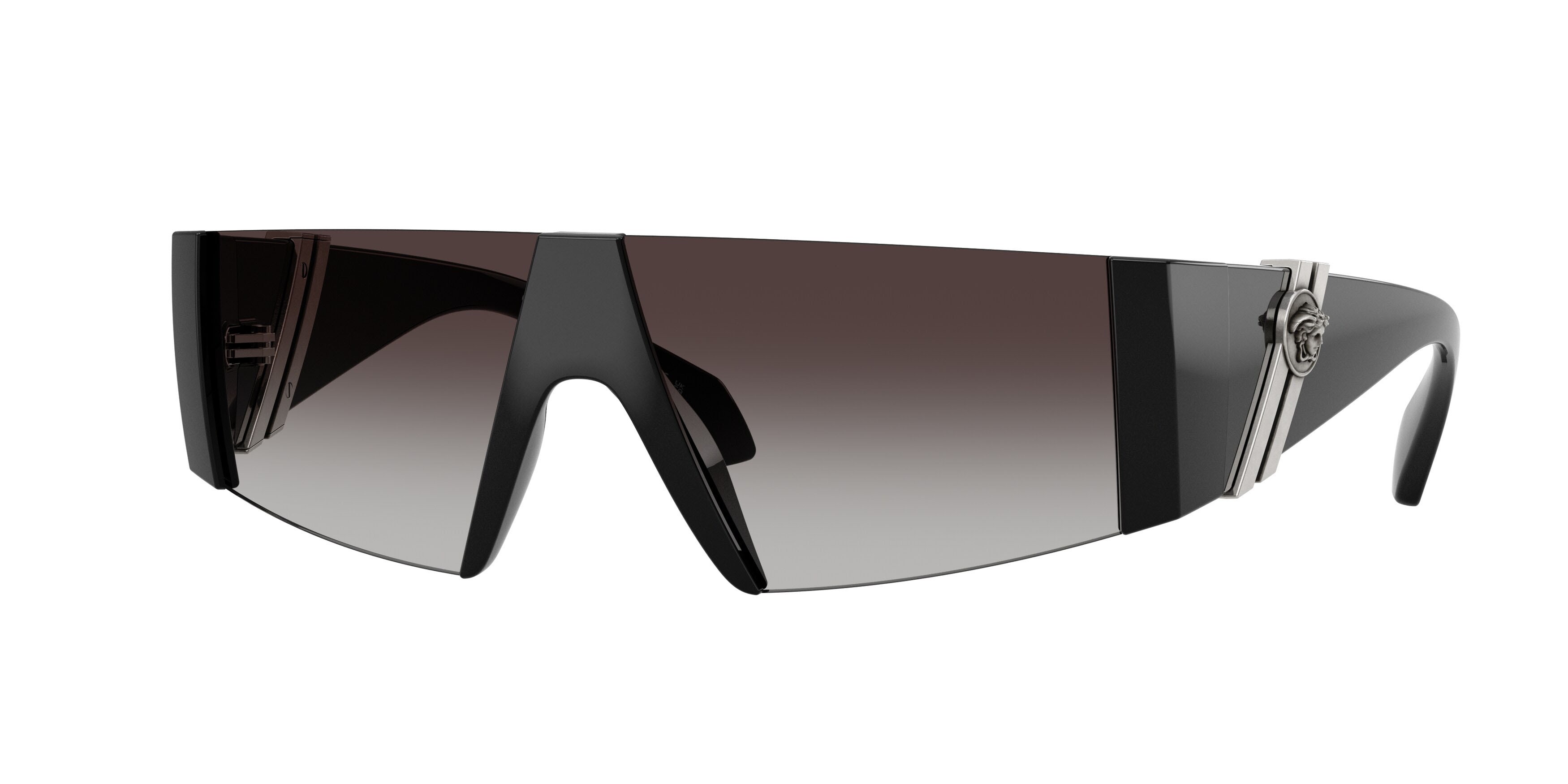 Occhiali da sole Versace VE 4516 (GB1/8G) colore nero forma rettangolare lenti sfumato grigio