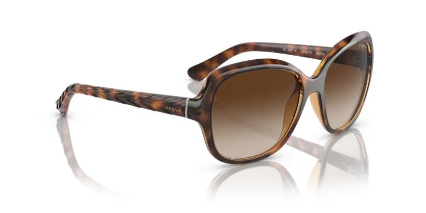 Sunglasses Vogue VO 2871S (150813) color striped dark havana shape square lenses brown gradient