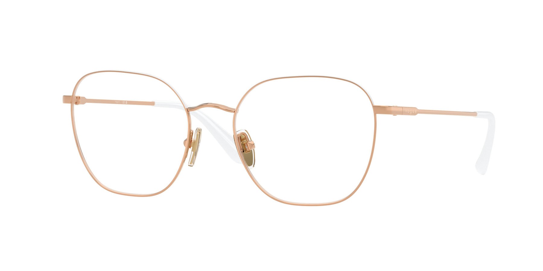 Eyeglasses Vogue VO 4178 (5209) color bianco/oro rose shape square lenses lente demo