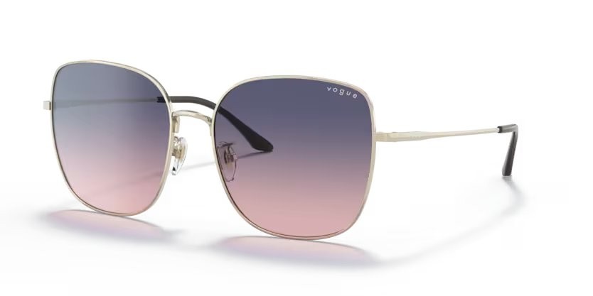 Sunglasses Vogue VO 4237SD (848/I6) color oro pallido shape square lenses rosa sfumato blu