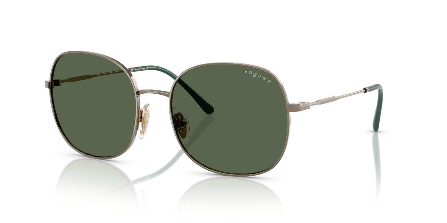Occhiali da sole Vogue VO 4272S (51389A) colore marrone chiaro forma rotondo lenti polar verde scuro