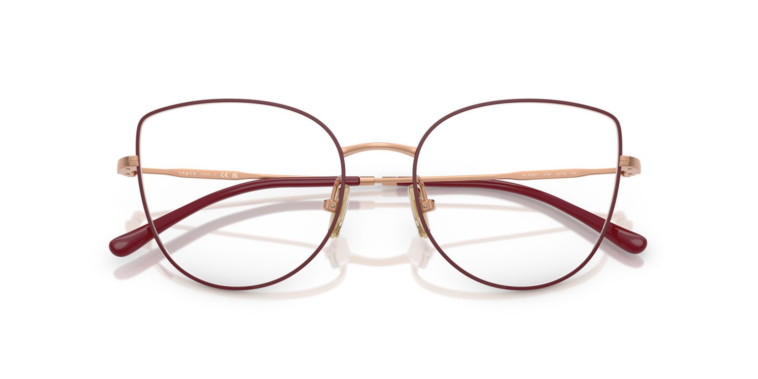 Occhiali da vista Vogue VO 4298T (5194) colore top bordeaux/oro rose forma cat eye lenti lente demo