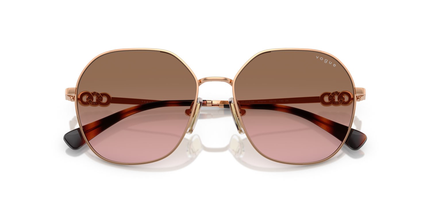 Sunglasses Vogue VO 4318SB (515214) color oro rose shape irregular lenses rosa sfumato marrone