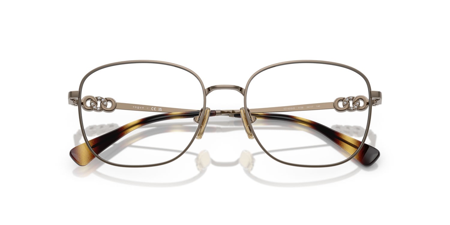 Eyeglasses Vogue VO 4319B (5138) color marrone chiaro shape square lenses lente demo
