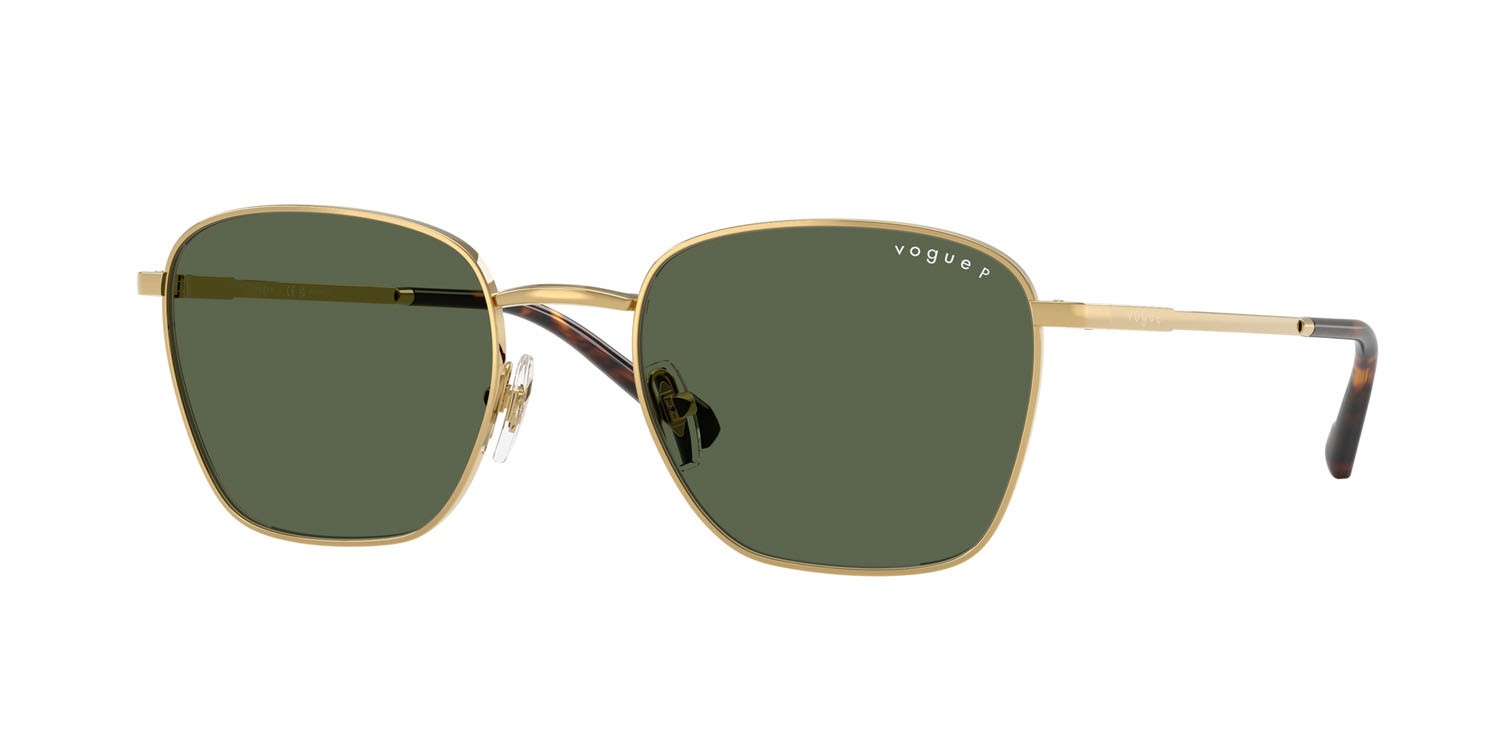 Occhiali da sole Vogue VO 4322S (280/9A) colore oro forma quadrato lenti polar verde scuro