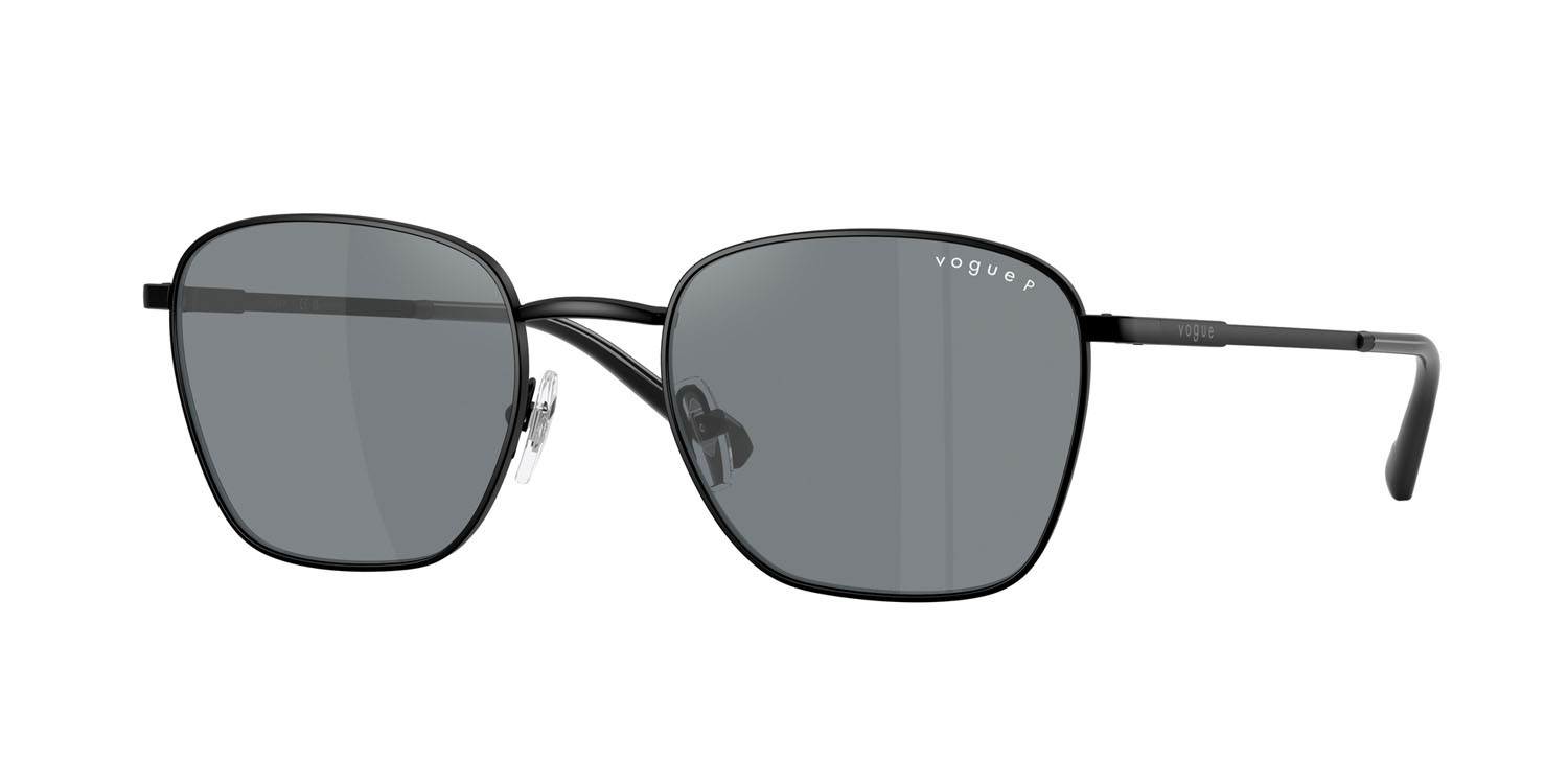 Occhiali da sole Vogue VO 4322S (352S4Y) colore nero opaco forma quadrato lenti polarizzata blu/flash argento
