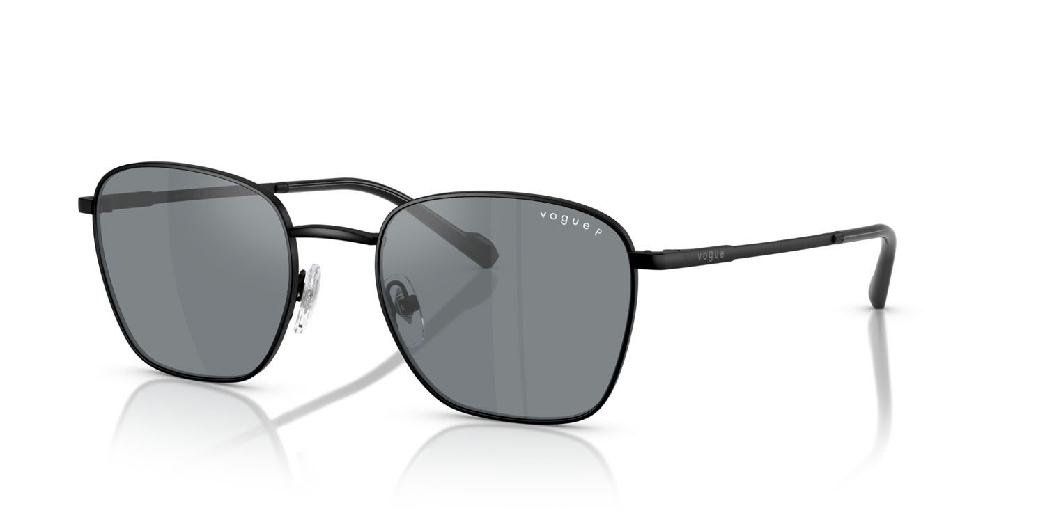 Occhiali da sole Vogue VO 4322S (352S4Y) colore nero opaco forma quadrato lenti polarizzata blu/flash argento
